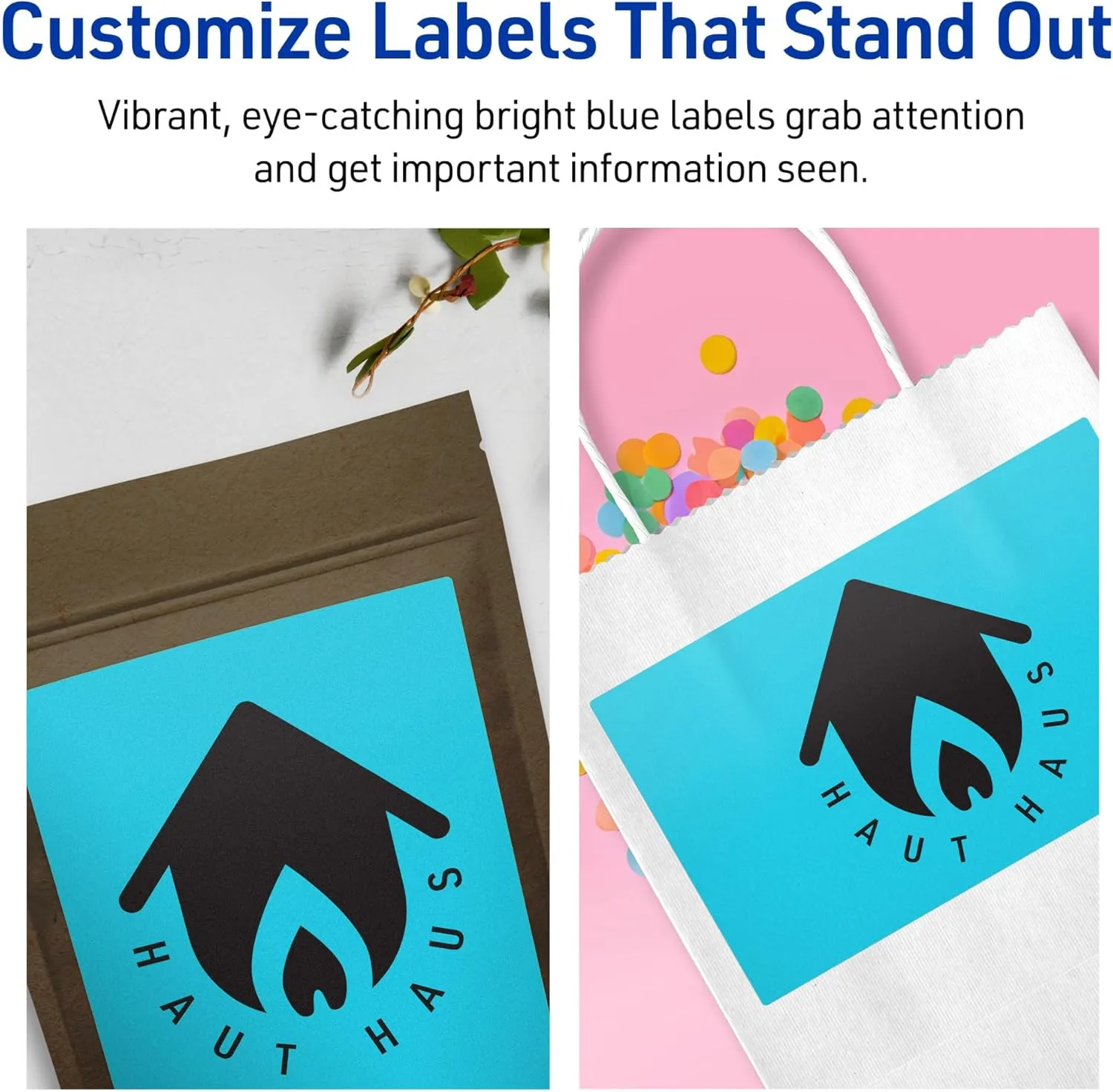 Avery Printable Rectangle Labels, Sure Feed Technology, 5" x 7", Bright Blue Labels, Laser/Inkjet Printable, 20 Total