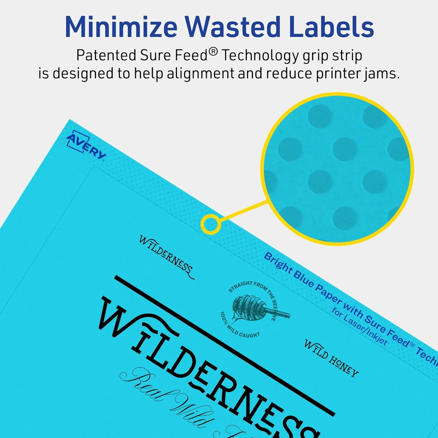 Avery Printable Rectangle Labels, Sure Feed Technology, 5" x 7", Bright Blue Labels, Laser/Inkjet Printable, 20 Total