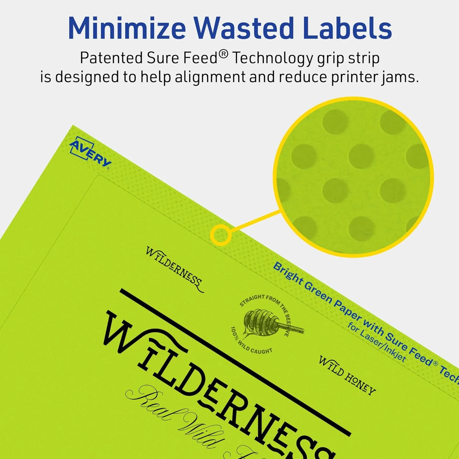 Avery Printable Rectangle Labels, Sure Feed Technology, 5" x 7", Bright Green Labels, Laser/Inkjet Printable, 20 Total