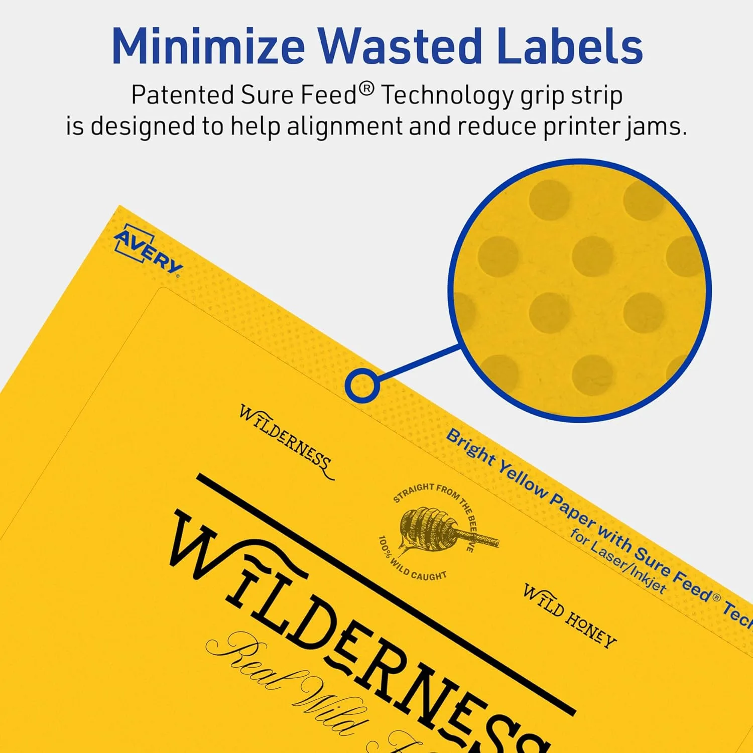 Avery Printable Rectangle Labels, Sure Feed Technology, 5" x 7", Bright Yellow Labels, Laser/Inkjet Printable, 20 Total