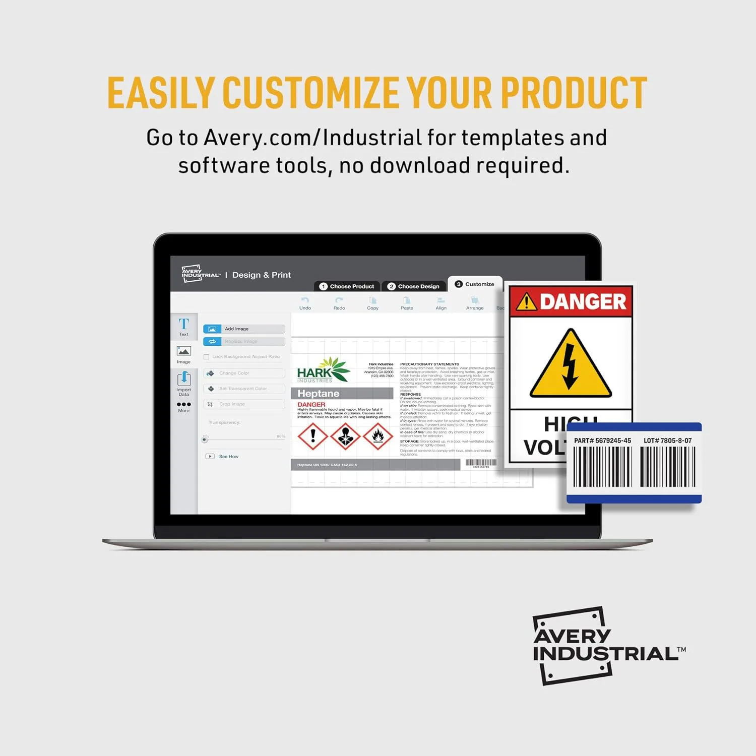 Avery Printable Warning Signs, 7" x 10", Water/Chemical Resistant, 15 Removable Labels (61515)