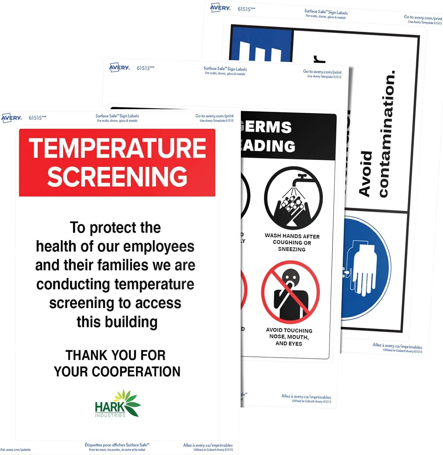 Avery Printable Warning Signs, 7" x 10", Water/Chemical Resistant, 15 Removable Labels (61515)