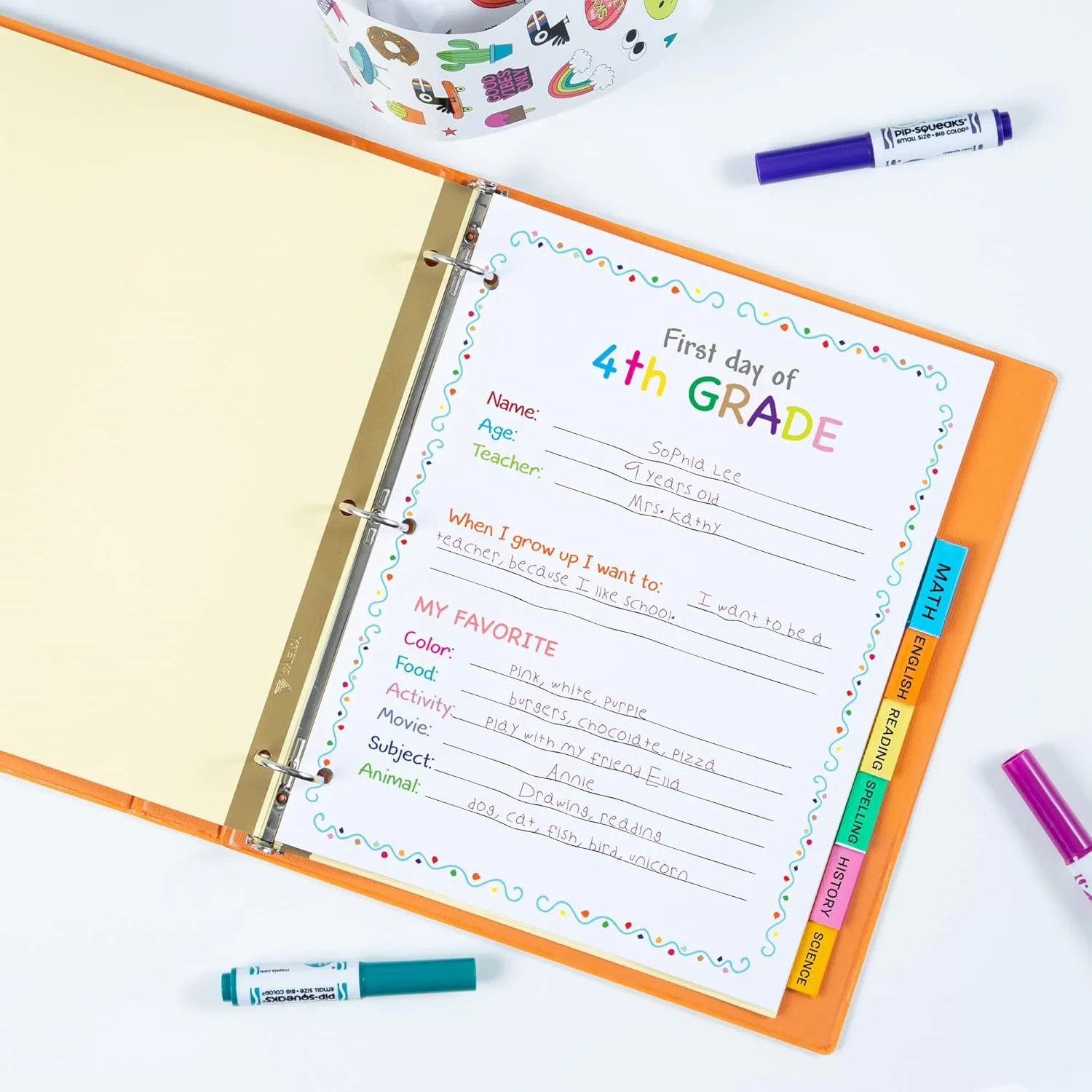 Avery 8-Tab Binder Dividers, Insertable Multicolor Big Tabs, 1 Set (11111)