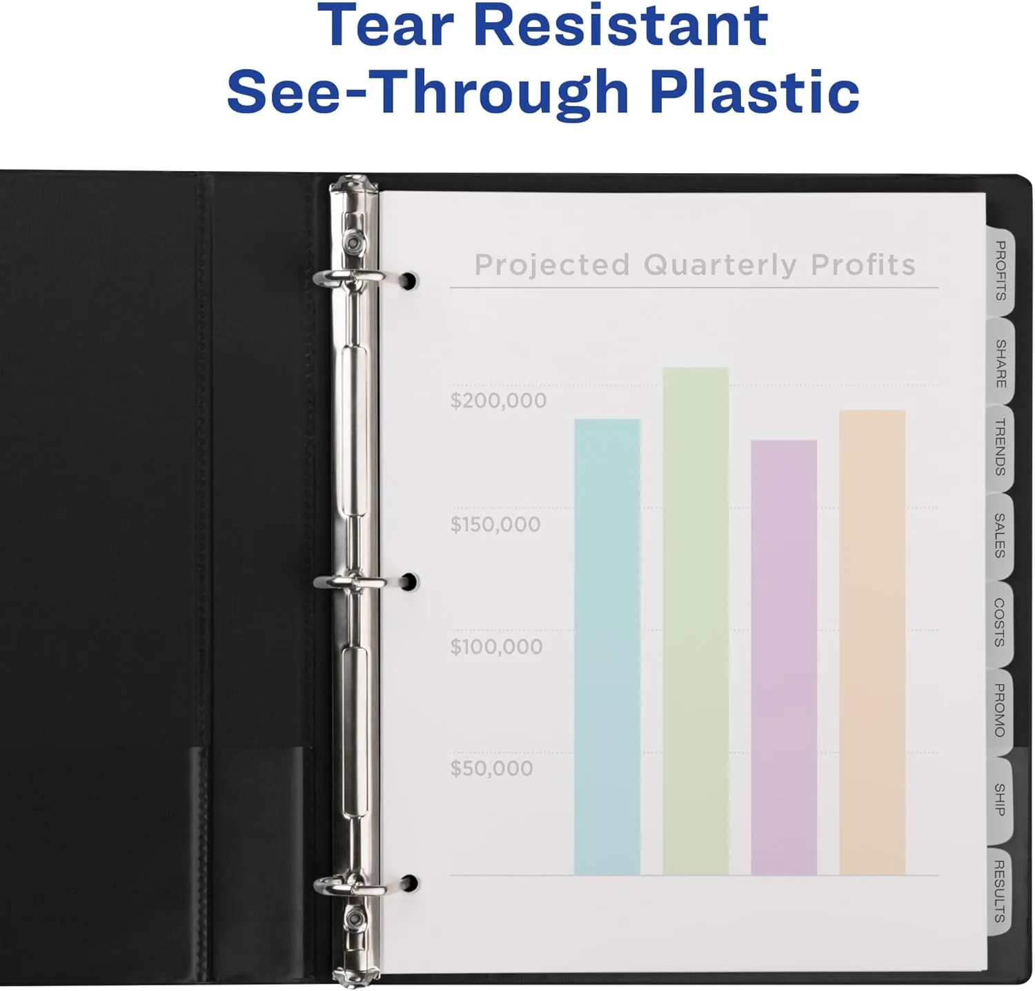 Avery 8 Tab Plastic Dividers for 3 Ring Binder, Easy Apply Clear Label Strip