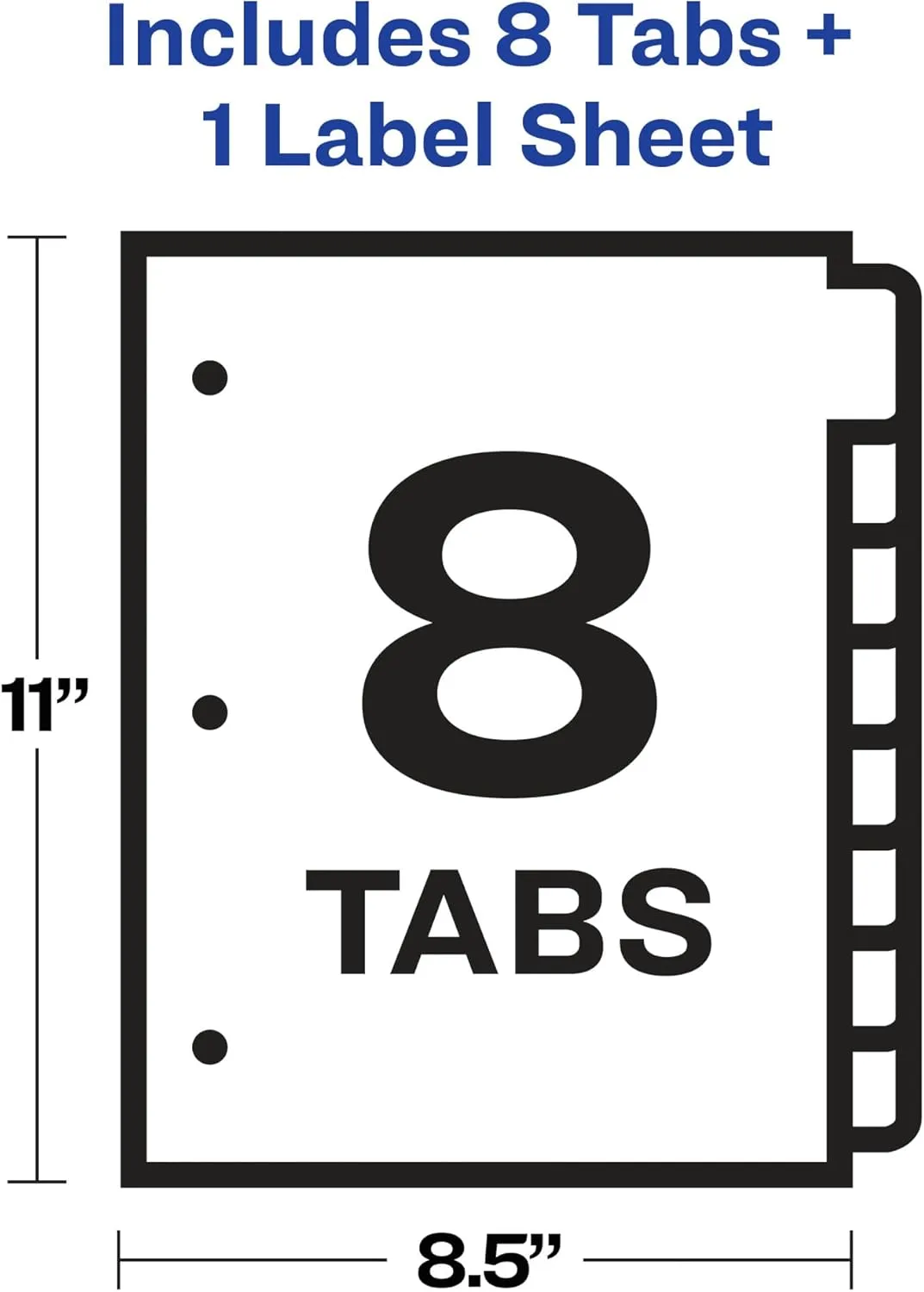 Avery 8 Tab Plastic Dividers for 3 Ring Binder, Easy Apply Clear Label Strip