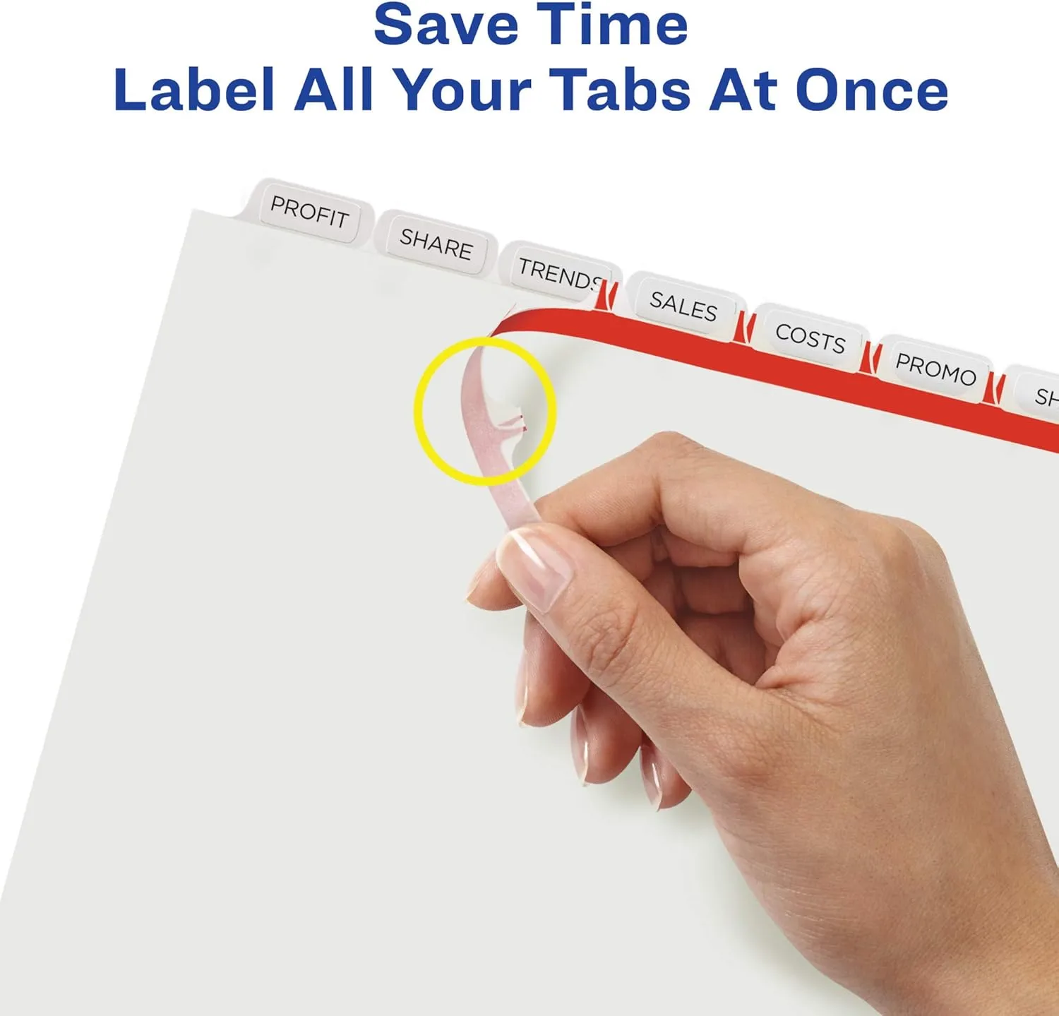 Avery 8 Tab Dividers for 3 Ring Binder, Easy Print & Apply Clear Label Strip for Copiers, Index Maker Customizable White Tabs, 5 Sets (11422)