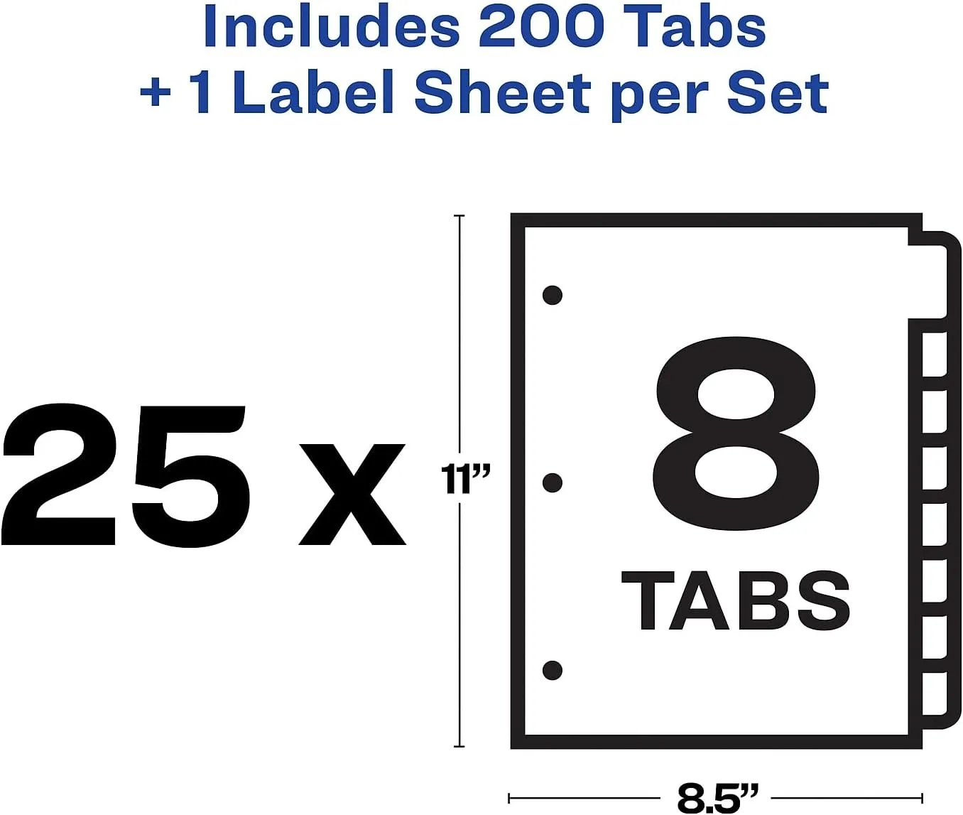 Avery Index Maker Paper Dividers with Print & Apply Label Sheets, 8 Tabs, White, 25 Sets/Pack (11447)