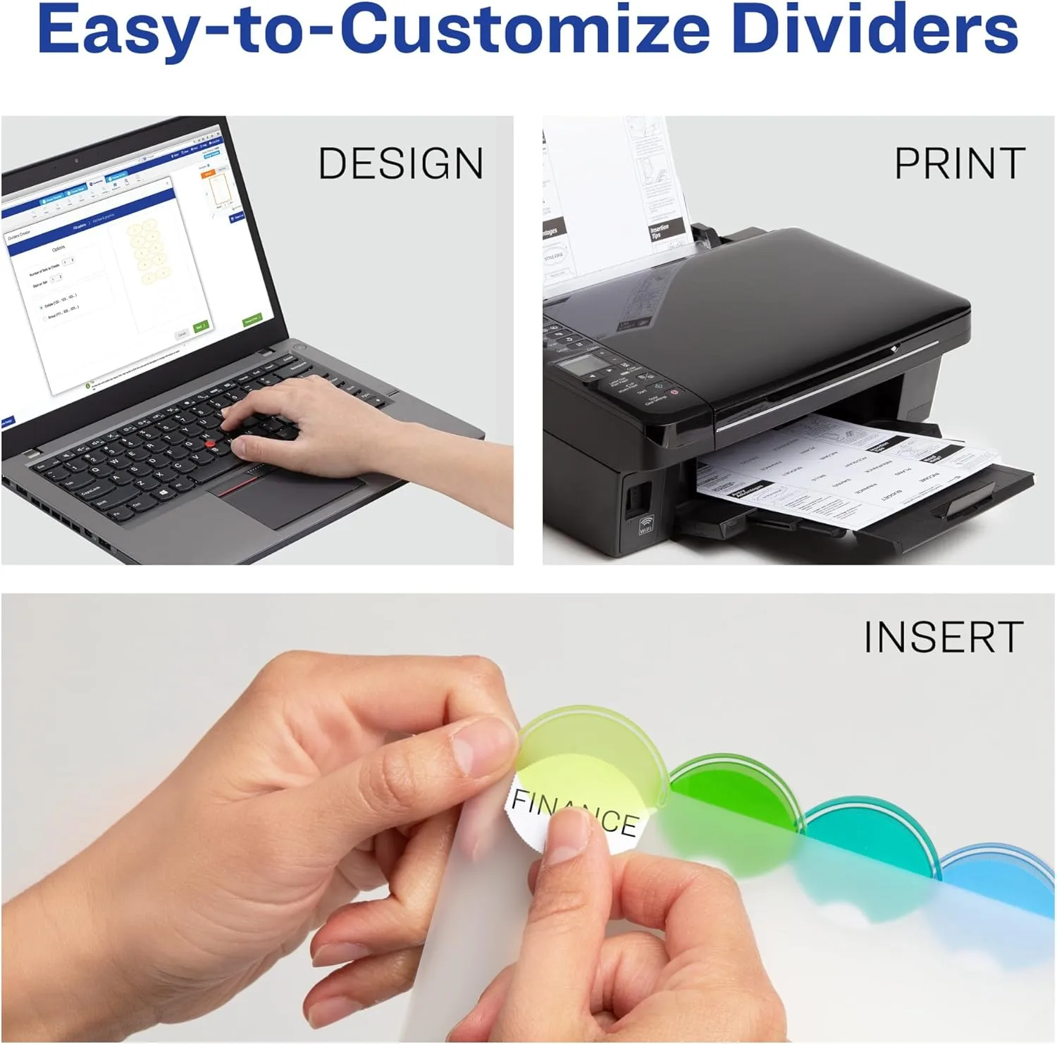 Avery Plastic 8-Tab Binder Dividers with Pockets, Style Edge Insertable Multicolor Tabs, 1 Set (11293)