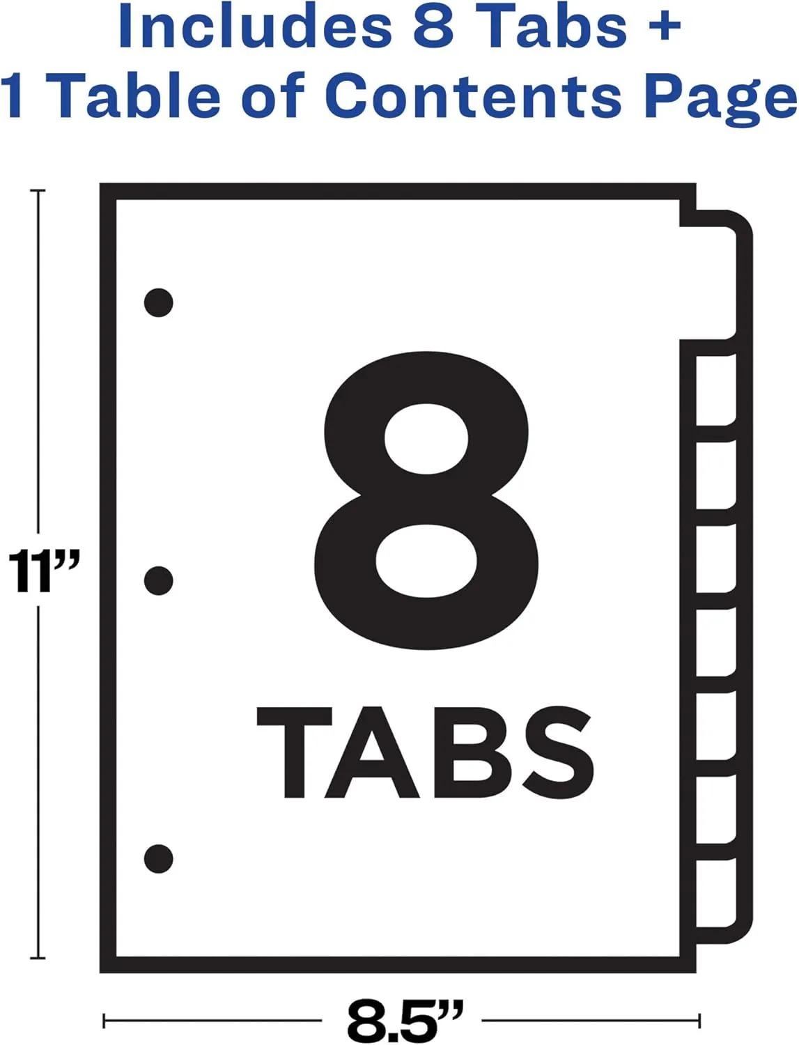 Avery Plastic 8 Tab Binder Dividers, Customizable Table of Contents, Multicolor Tabs, 1 Set (11817)