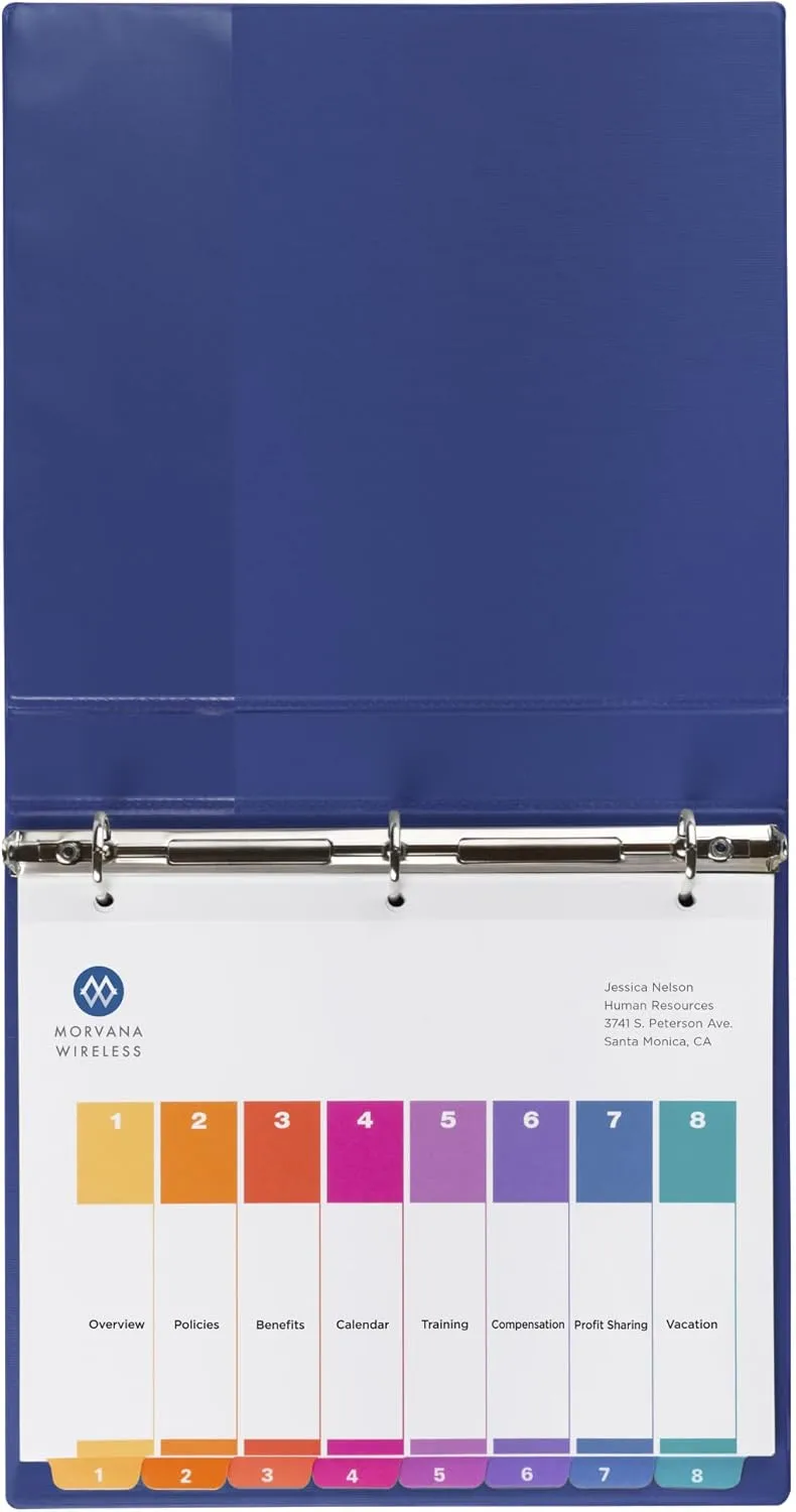 Avery Ready Index Dividers for 3 Ring Binders, Letter-Size, Multicolor, Printable Table of Contents