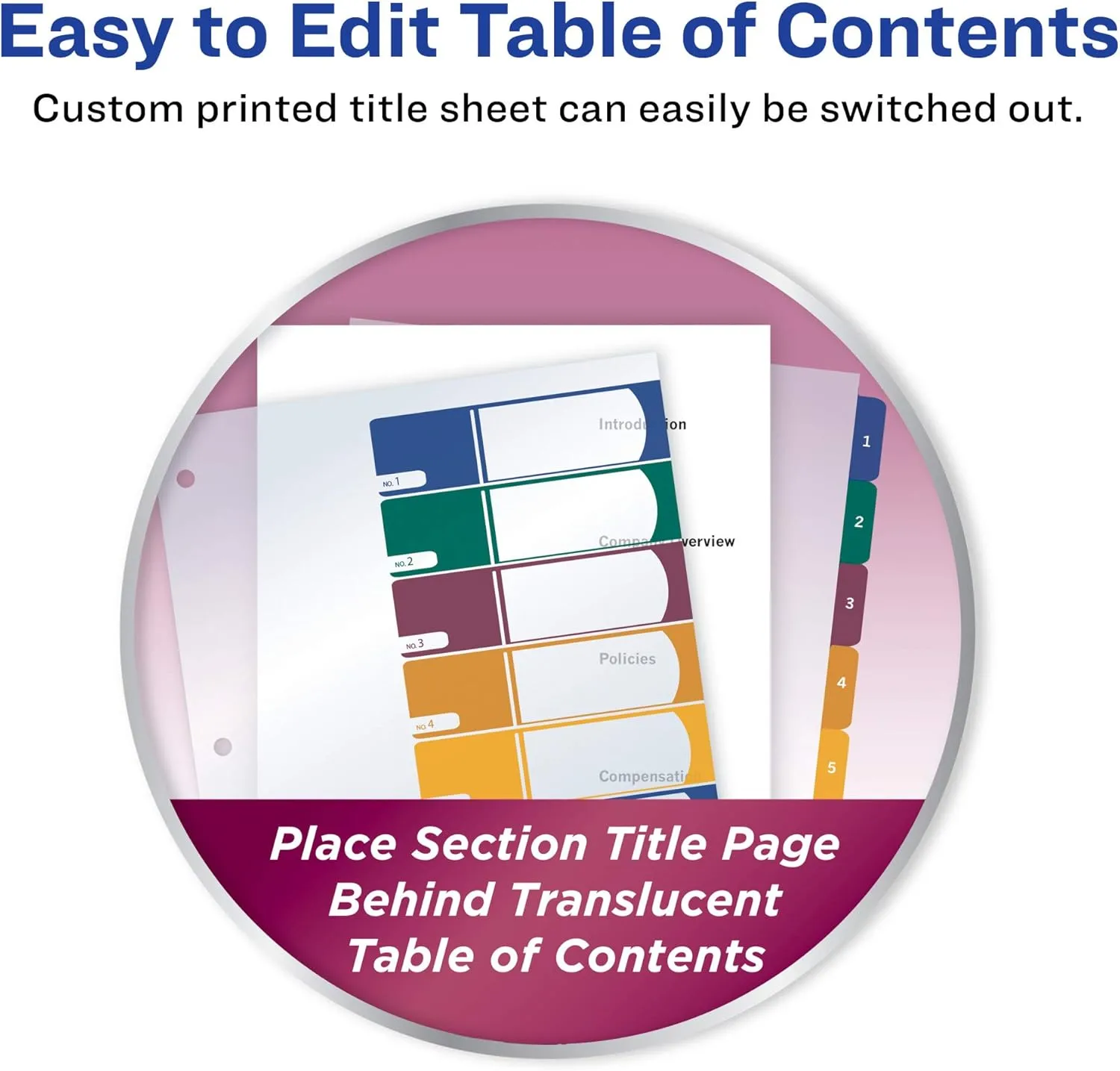 Avery Plastic 8 Tab Binder Dividers, Customizable Table of Contents, Multicolor Tabs, 1 Set (11817)