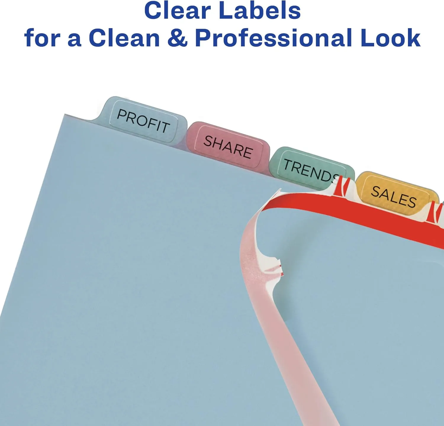 Avery 8 Tab Plastic Dividers for 3 Ring Binder, Easy Apply Clear Label Strip