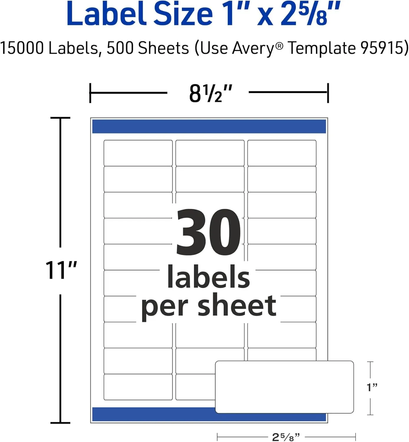 AVERY Easy Peel Address Labels with Sure Feed, 1" x 2-5/8", Matte White