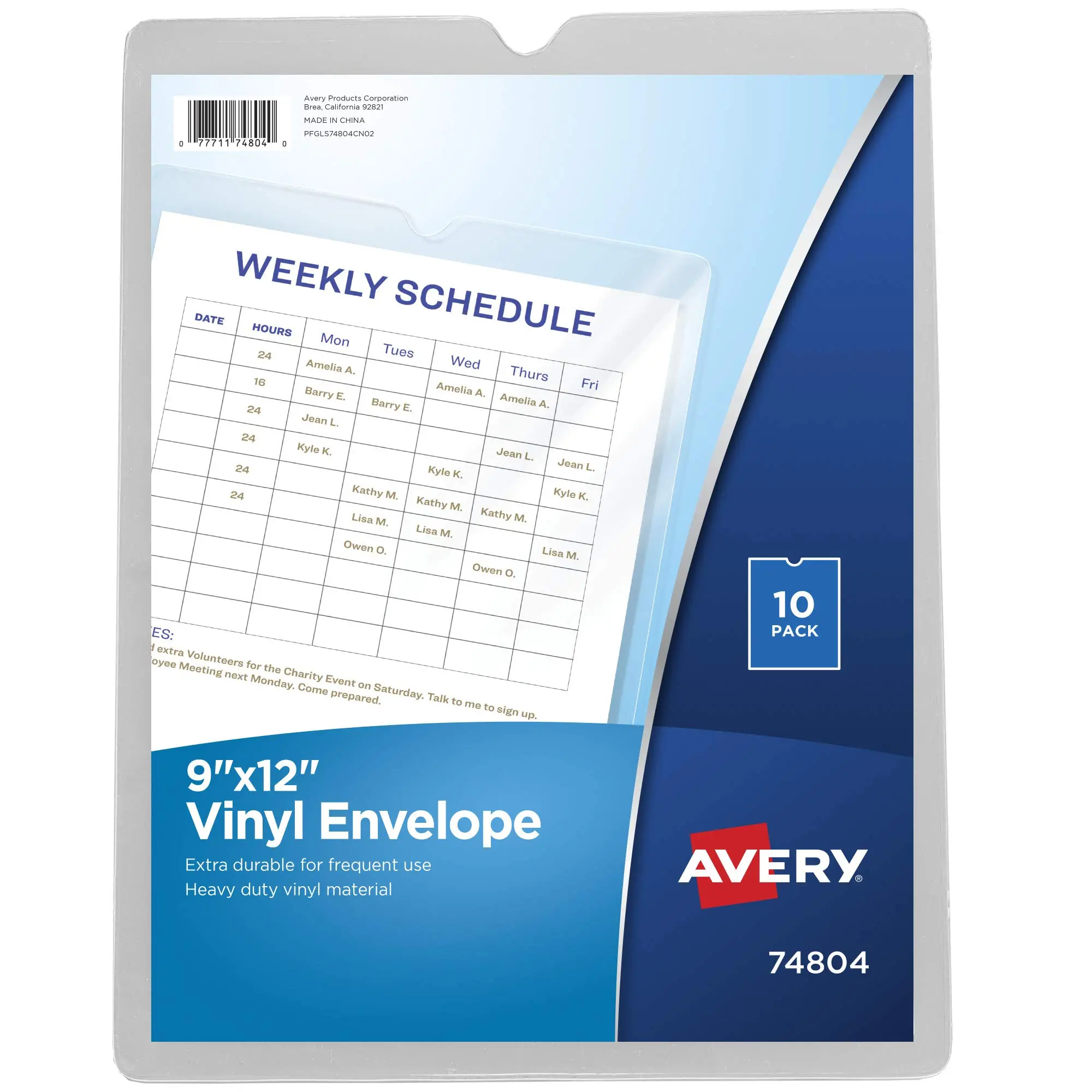 AVERY Clear Vinyl File Envelopes, 10-Pack