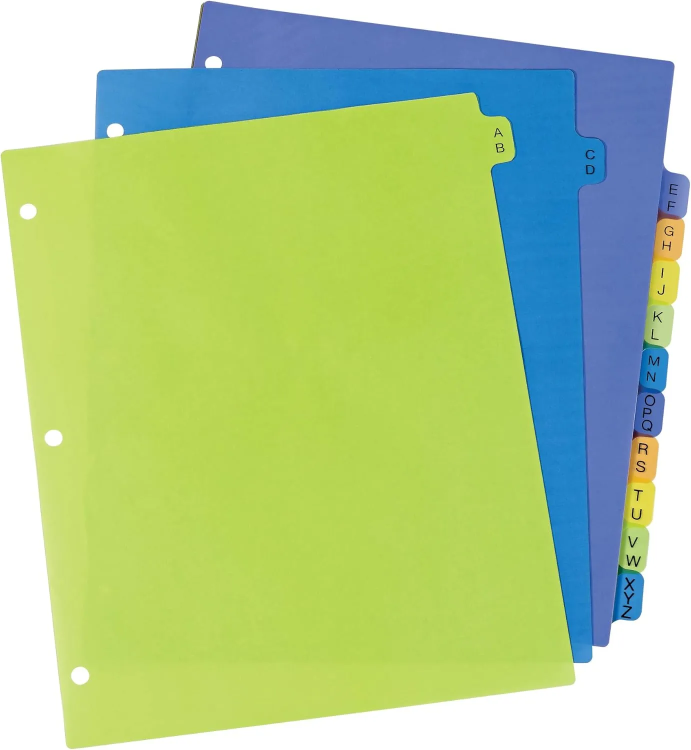 Avery Plastic A-Z 12-Tab Dividers for 3 Ring Binders, Pre-Printed Multicolor Tabs, 1 Set (11330)