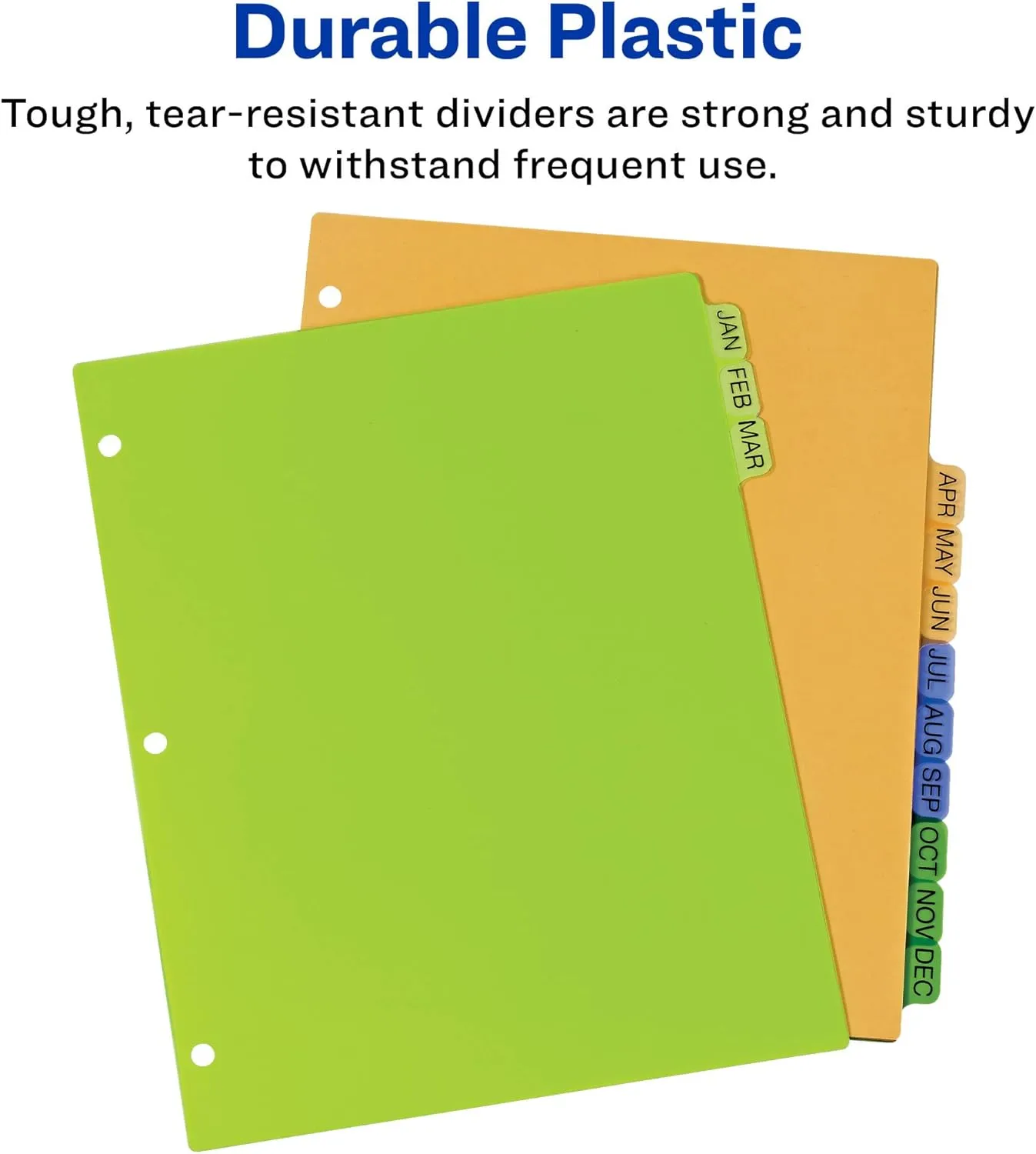 Avery Pre-Printed Jan-Dec Plastic Dividers for 3 Ring Binders, 12-Tab Set, Multicolor