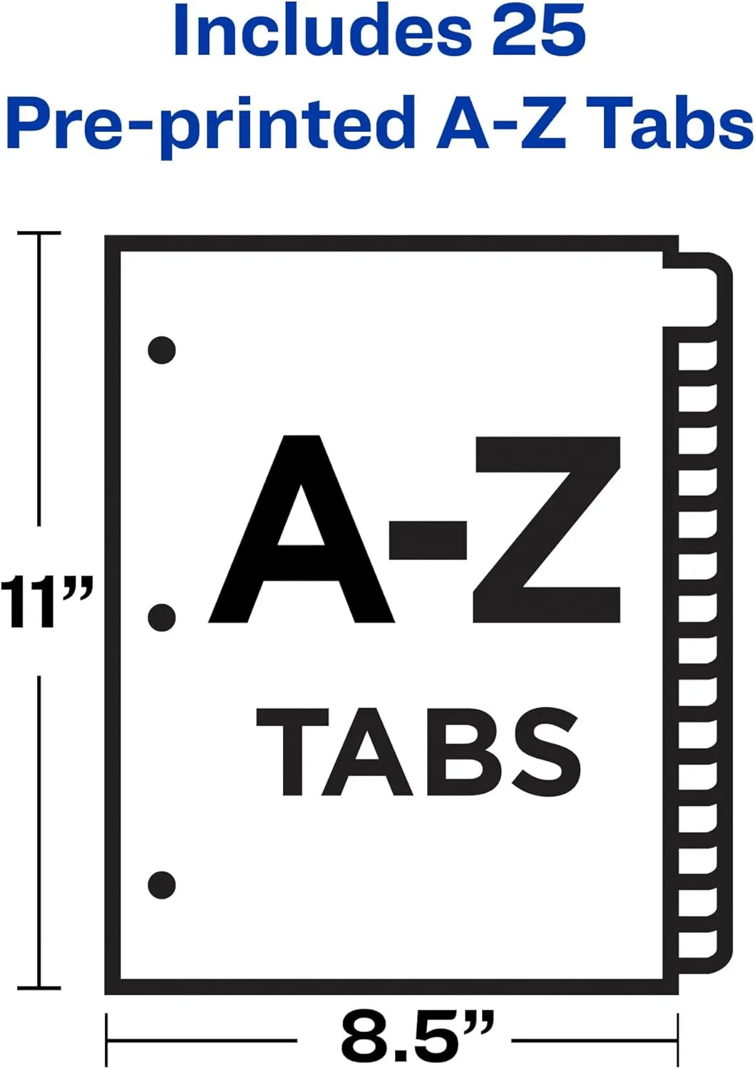 Avery A-Z Dividers for 3 Ring Binders, 25-Tab Set, Pre-Printed Black Leather Tabs, 1 Binder Divider Set (11350) 8.5 x 11 Inch 1 Set
