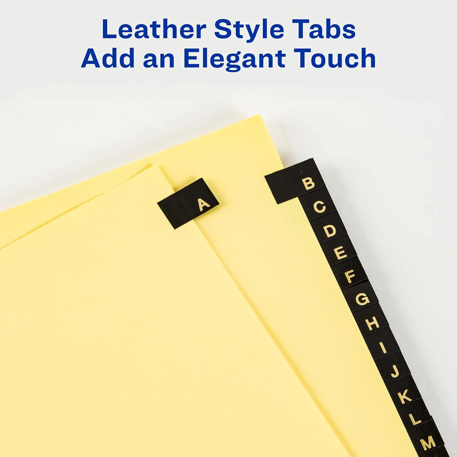Avery A-Z Dividers for 3 Ring Binders, 25-Tab Set, Pre-Printed Black Leather Tabs, 1 Binder Divider Set (11350) 8.5 x 11 Inch 1 Set