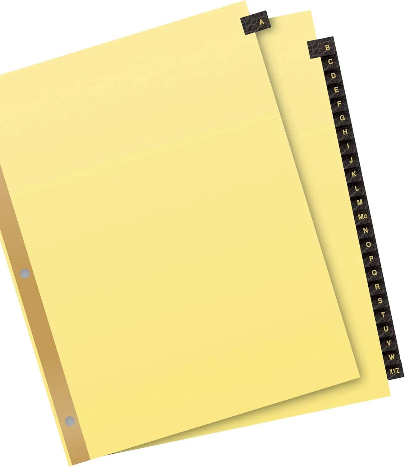 Avery A-Z Dividers for 3 Ring Binders, 25-Tab Set, Pre-Printed Black Leather Tabs, 1 Binder Divider Set (11350) 8.5 x 11 Inch 1 Set