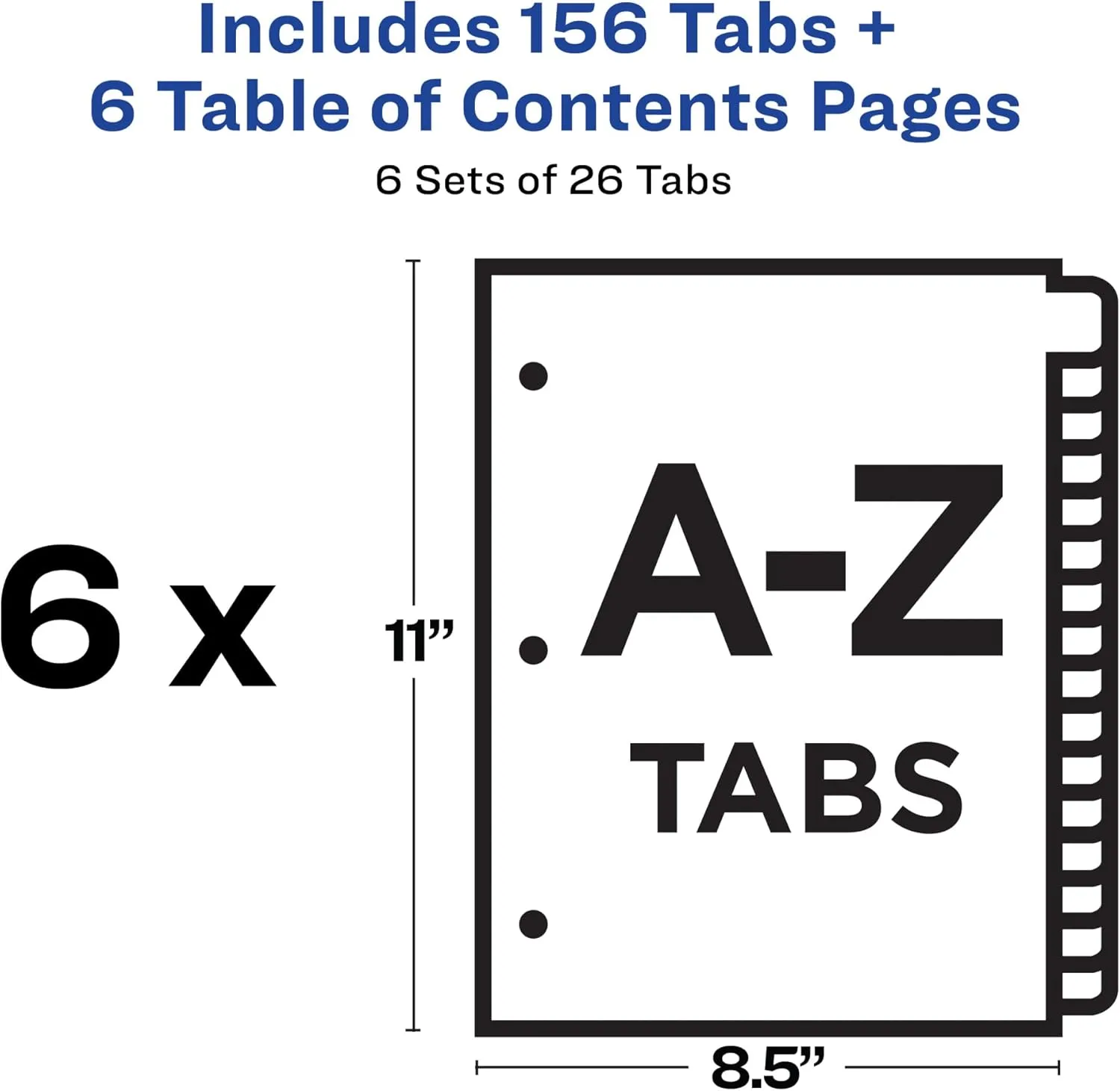 Avery A-Z 26 Tab Dividers, 6 Sets (11832) Multicolor 8.5 x 11