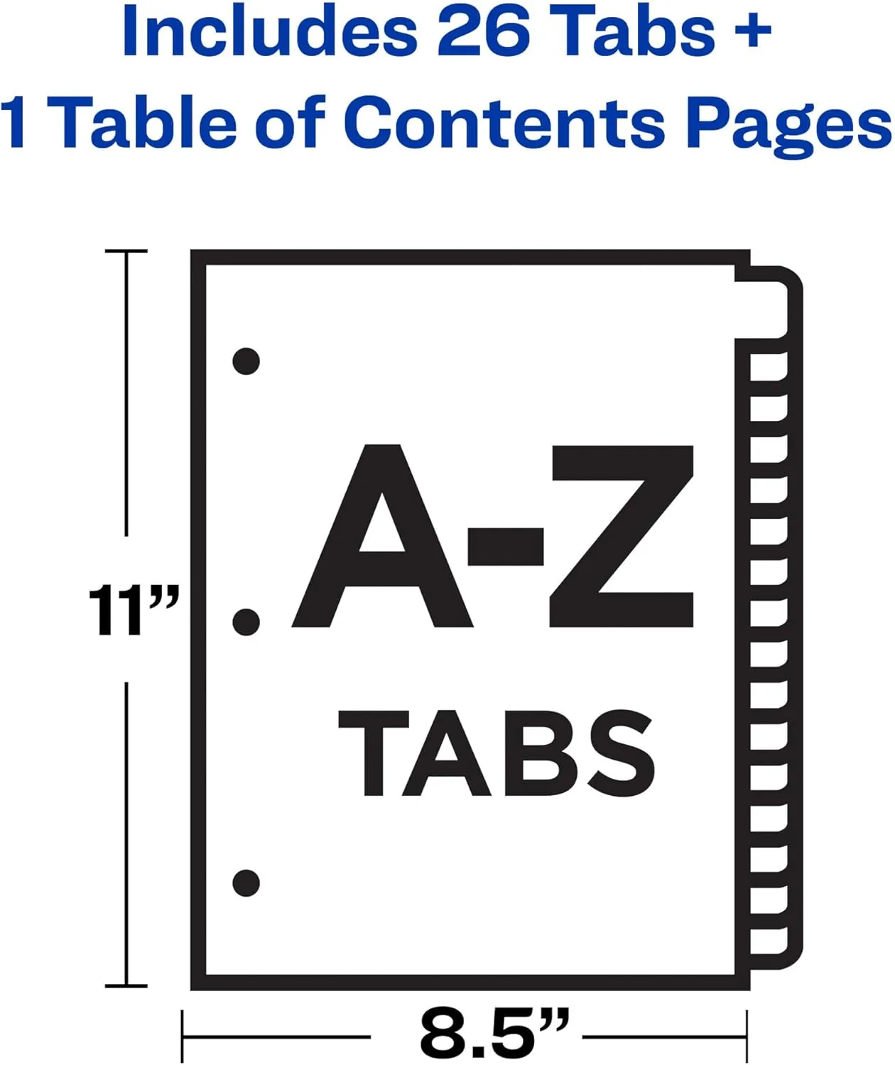 Avery A-Z 26 Tab Dividers for 3-Ring Binders, 8.5 x 11, White Tabs, 26-Pack