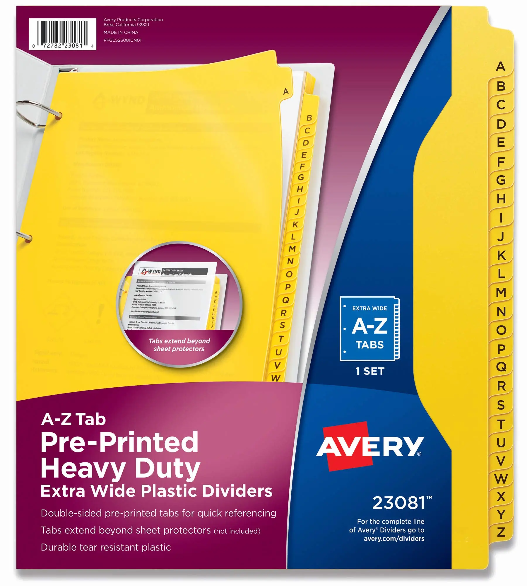 Avery Heavy-Duty A-Z Divider Tabs, 8.5 x 11, Yellow, 26-Pack