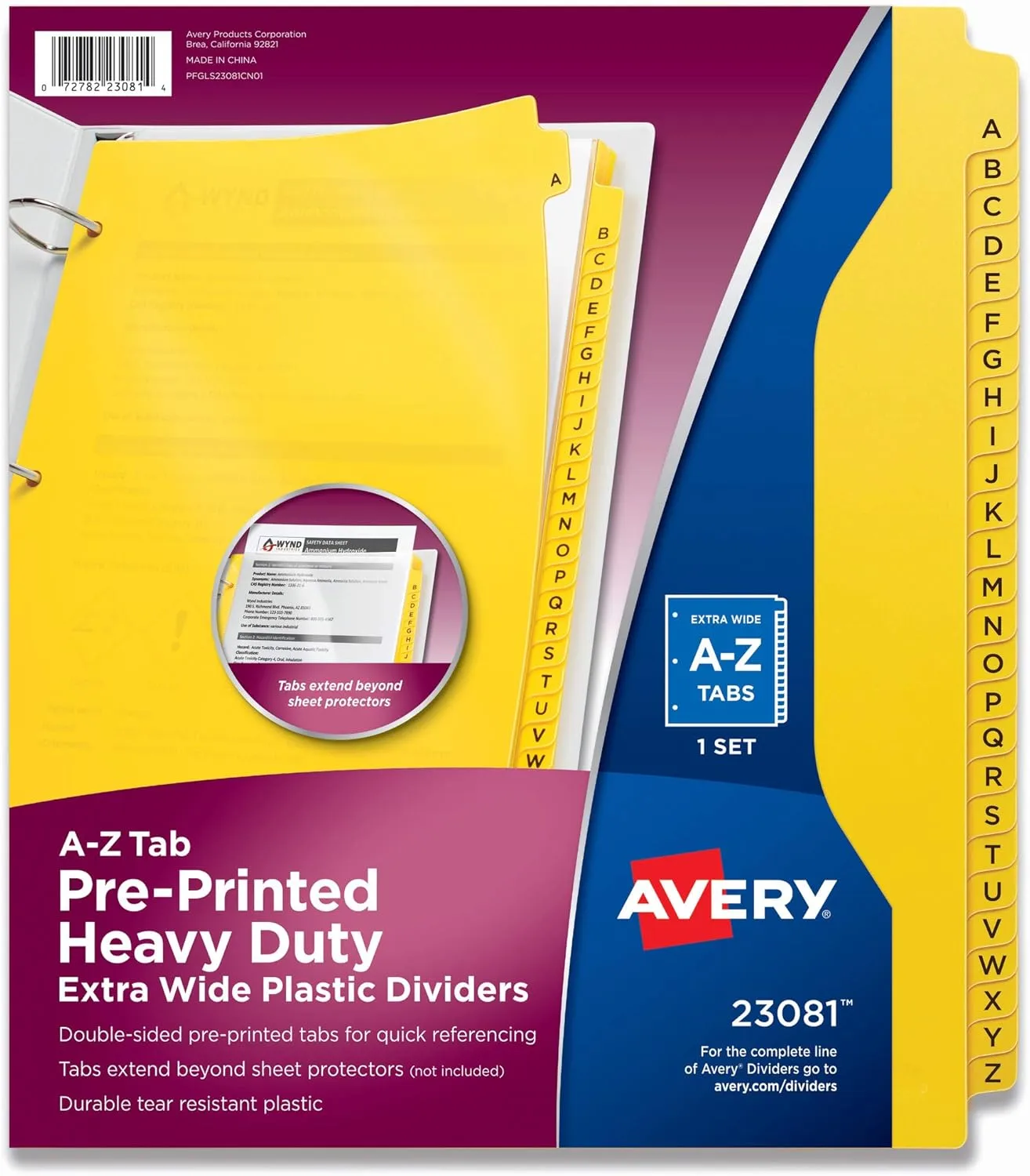 Avery Heavy-Duty A-Z Divider Tabs, 8.5 x 11, Yellow, 26-Pack