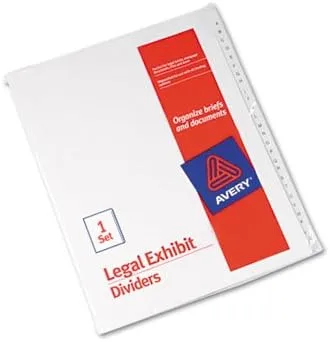 Avery Allstate-Style Collated Legal Exhibit Dividers, 8 1/2in x 11in, White Dividers/White Tabs, A-Z, Pack Of 26 Tabs