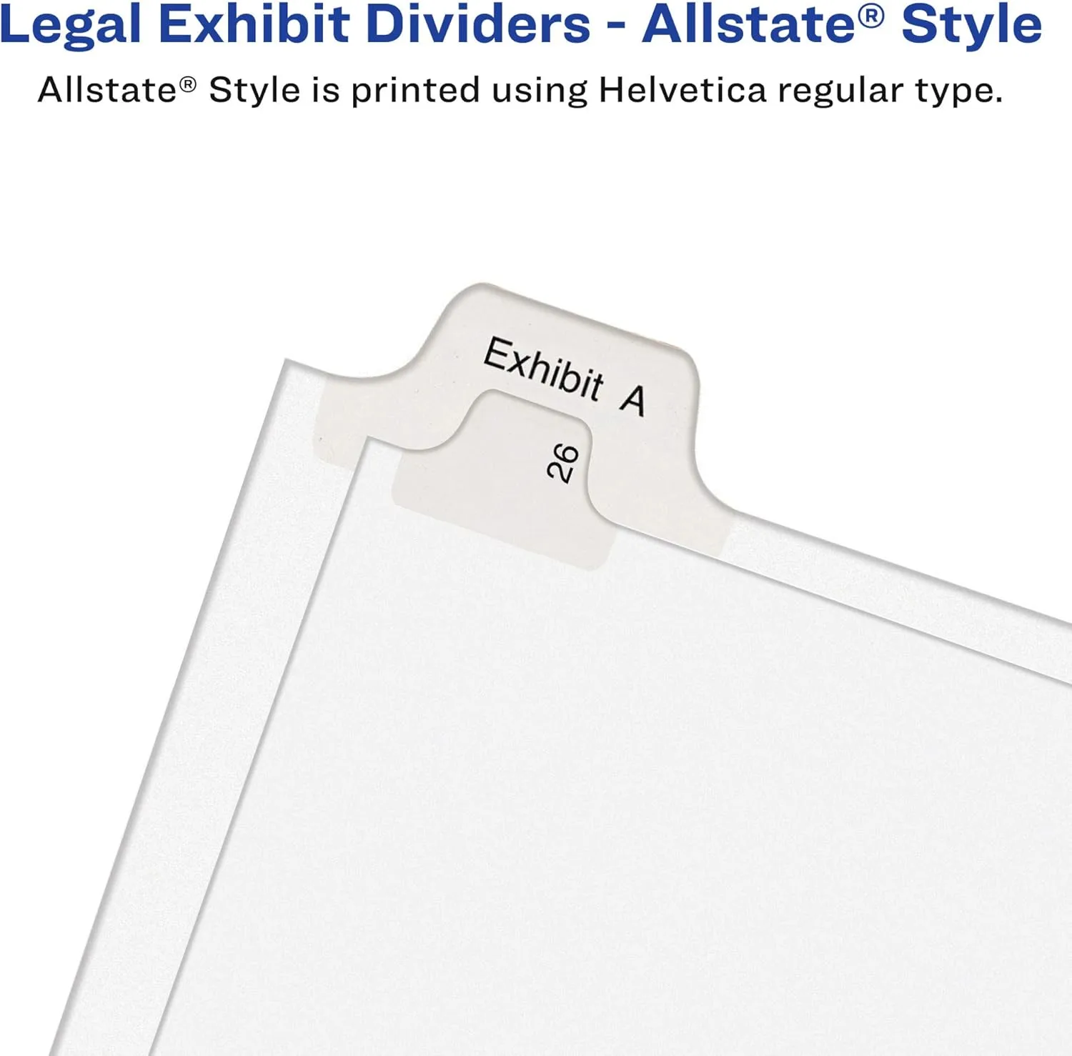 Avery Allstate-Style Collated Legal Exhibit Dividers, 8 1/2in x 11in, White Dividers/White Tabs, A-Z, Pack Of 26 Tabs