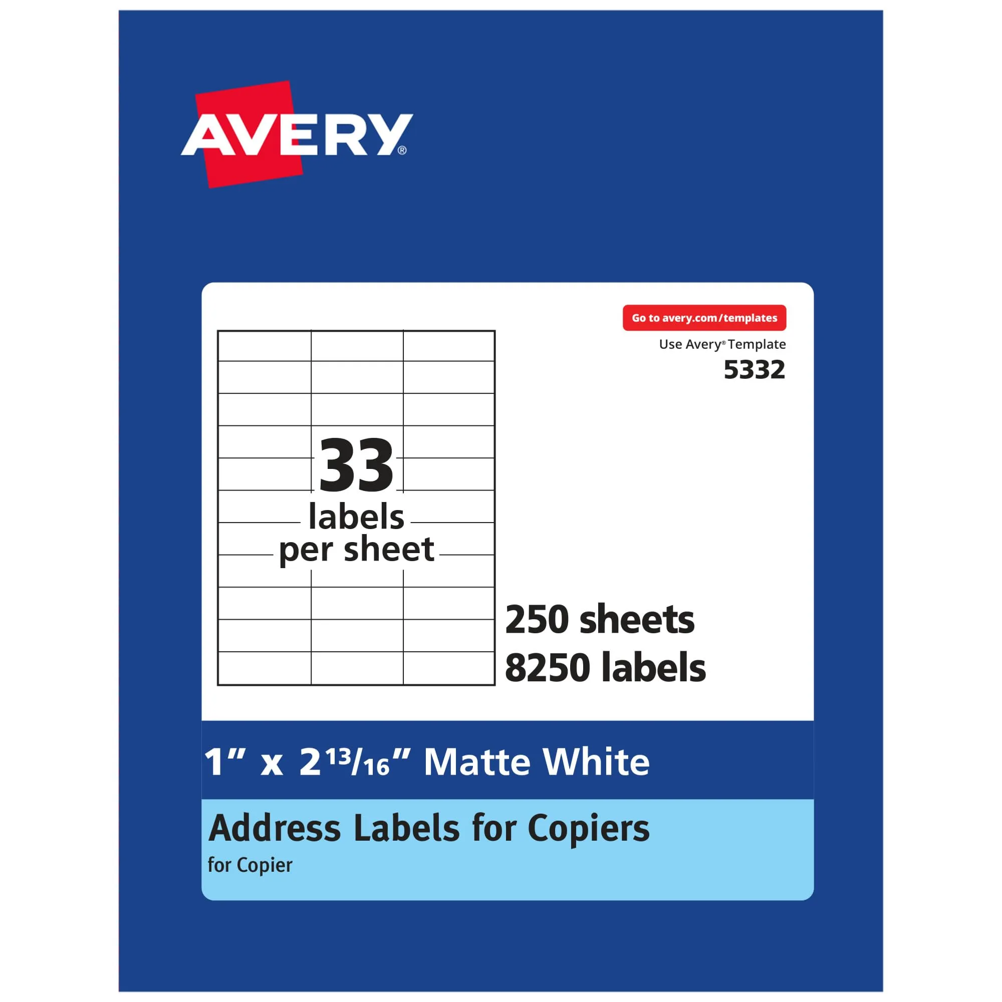 AVERY Address Labels for Copiers, White Matte Rectangle