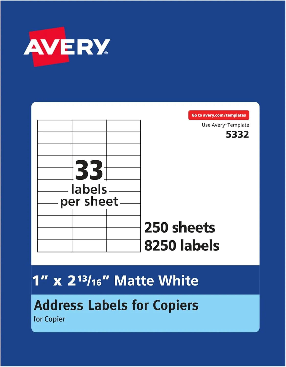 AVERY Address Labels for Copiers, White Matte Rectangle