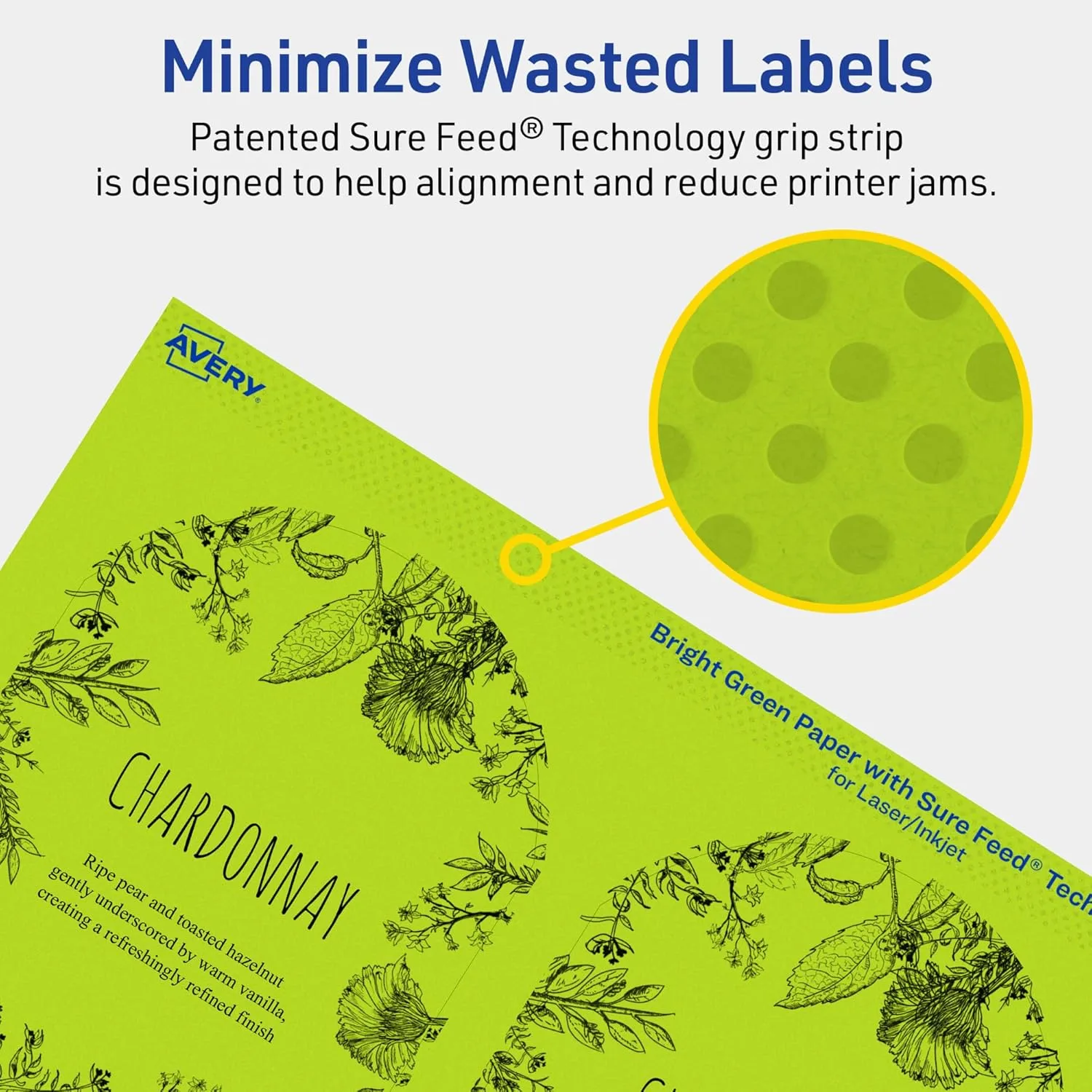 Avery Printable Arched Labels, Sure Feed Technology, 4-3/4" x 3-1/2", Bright Green, Print-to-The-Edge, Laser/Inkjet Printable