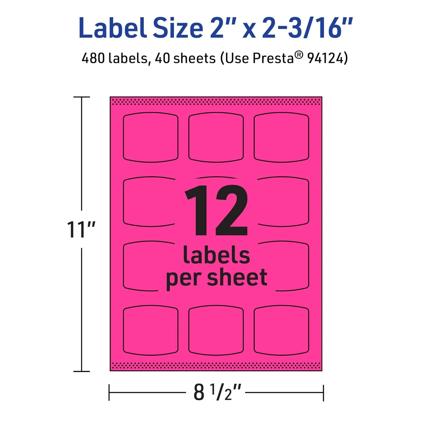 Avery Printable Arched Square Labels with Sure Feed Technology, Print-to-The-Edge, Laser/Inkjet