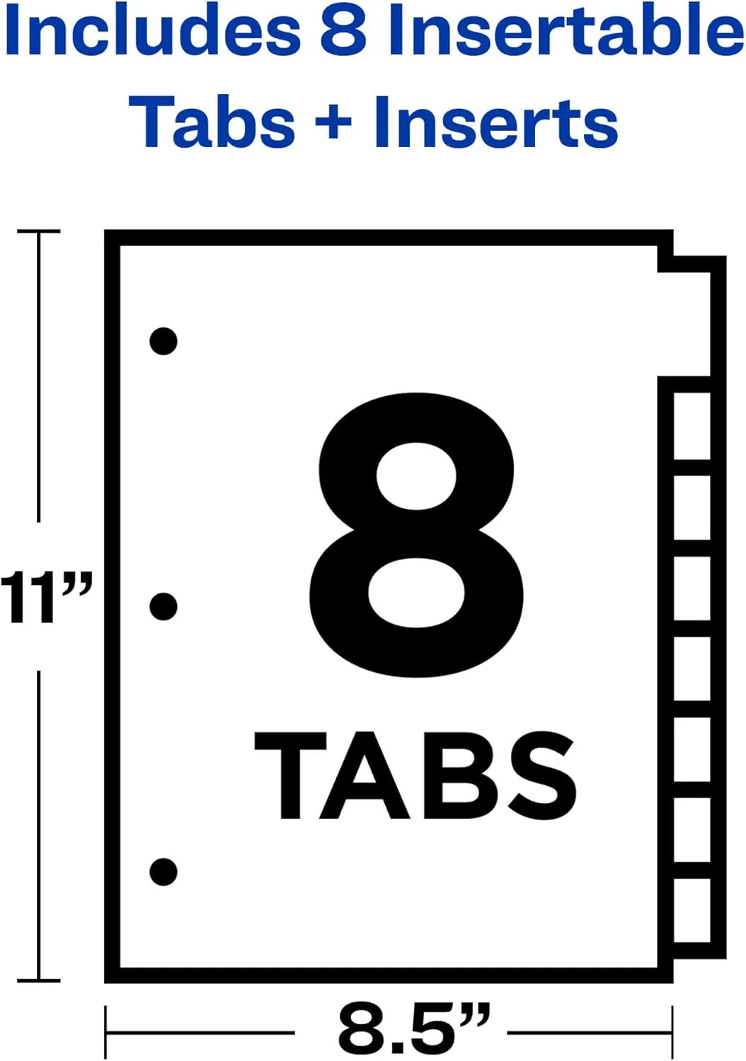 Avery Big Tab Insertable Dividers for 3 Ring Binders, 8-Tab Set, White Paper, Clear Tabs