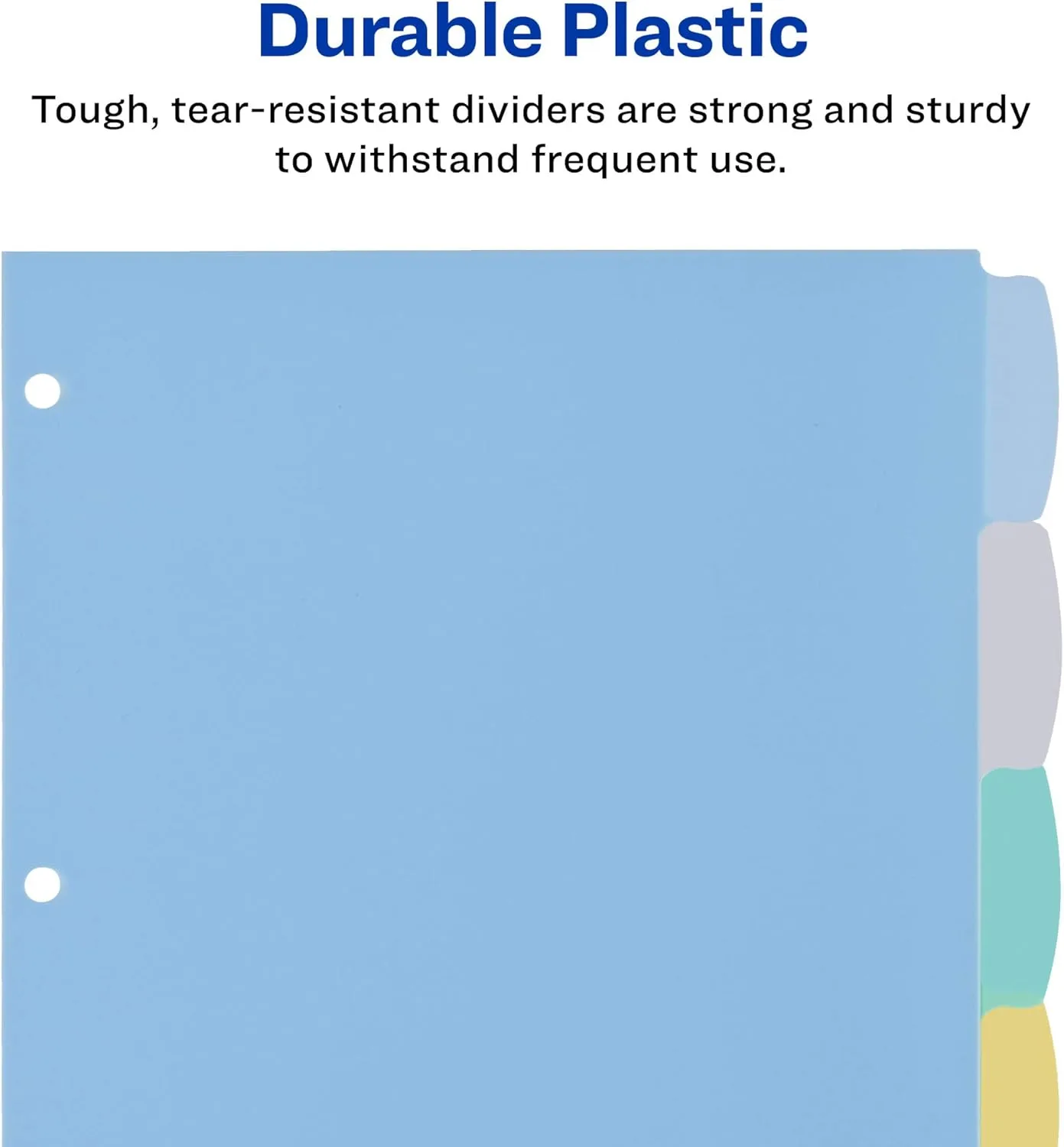 Avery Big Tab Write & Erase Durable Plastic Dividers for 3 Ring Binders, 5-Tab Set, Pastel Multicolor, 1 Set (16170)