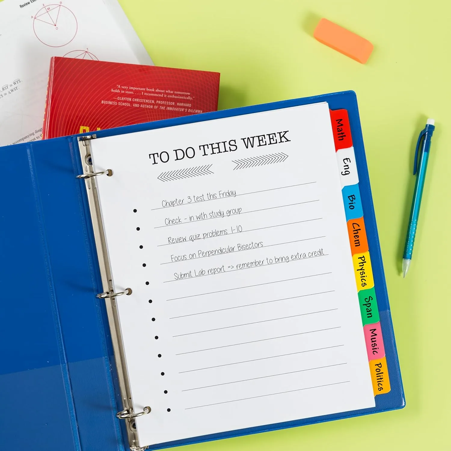 Avery Big Tab Write & Erase Dividers for 3 Ring Binders, 8-Tab Set, Multicolor Divider Tabs, 1 Set of Binder Dividers