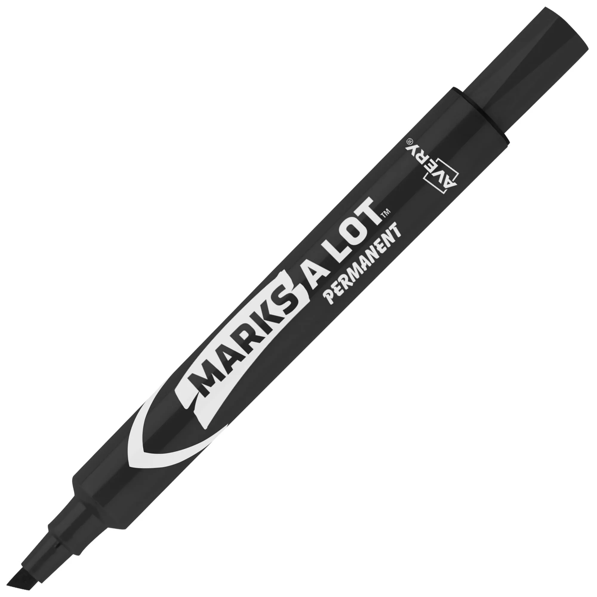 Avery Marks-A-Lot Permanent Marker, Black Chisel Tip, Pack of 12 (08888)