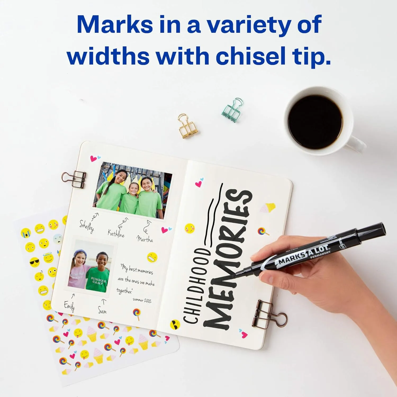 Avery Marks-A-Lot Permanent Marker, Black Chisel Tip, Pack of 12 (08888)