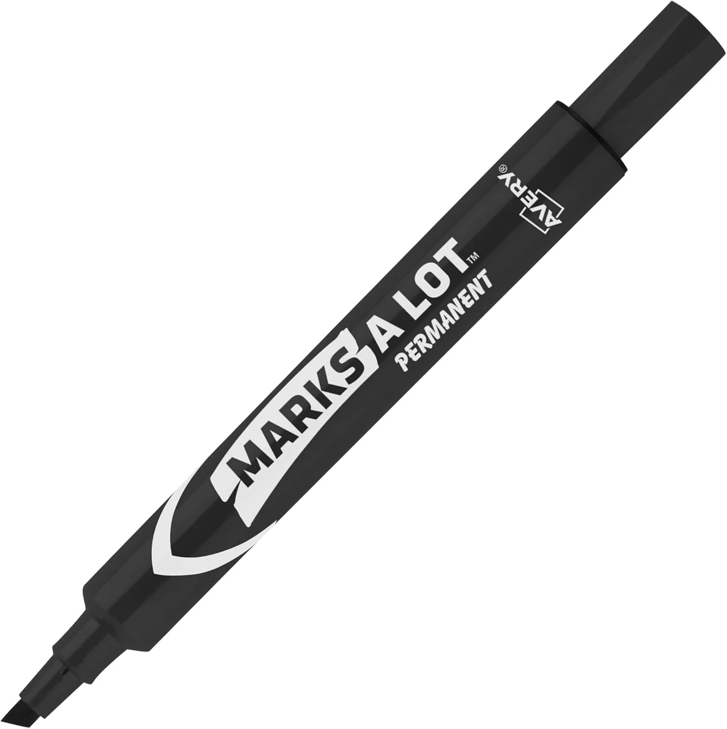Avery Marks-A-Lot Permanent Marker, Black Chisel Tip, Pack of 12 (08888)