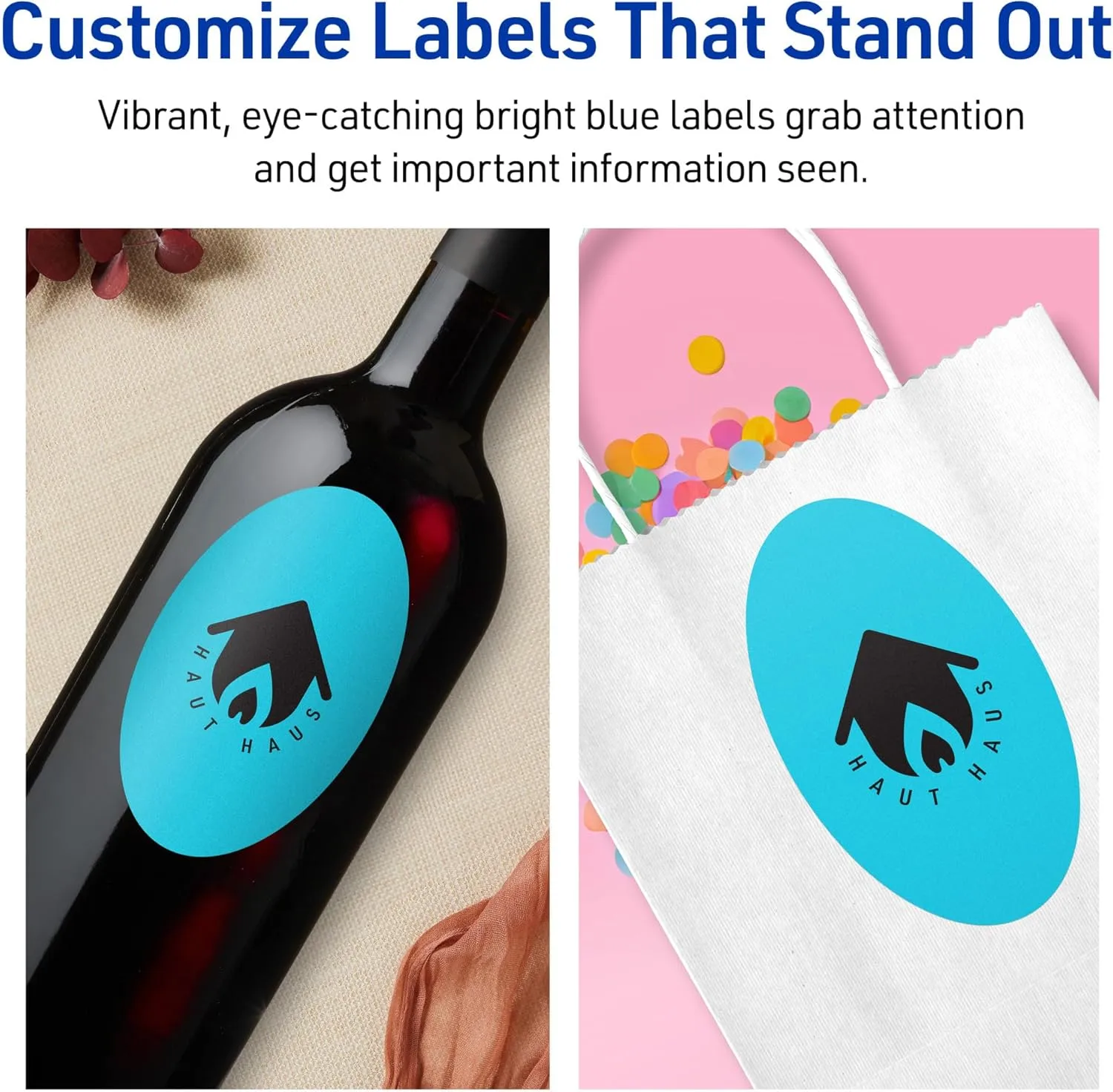 Avery Printable Oval Labels, Sure Feed Technology, 4" x 6", Bright Blue Labels, Print-to-The-Edge, Laser/Inkjet Printable