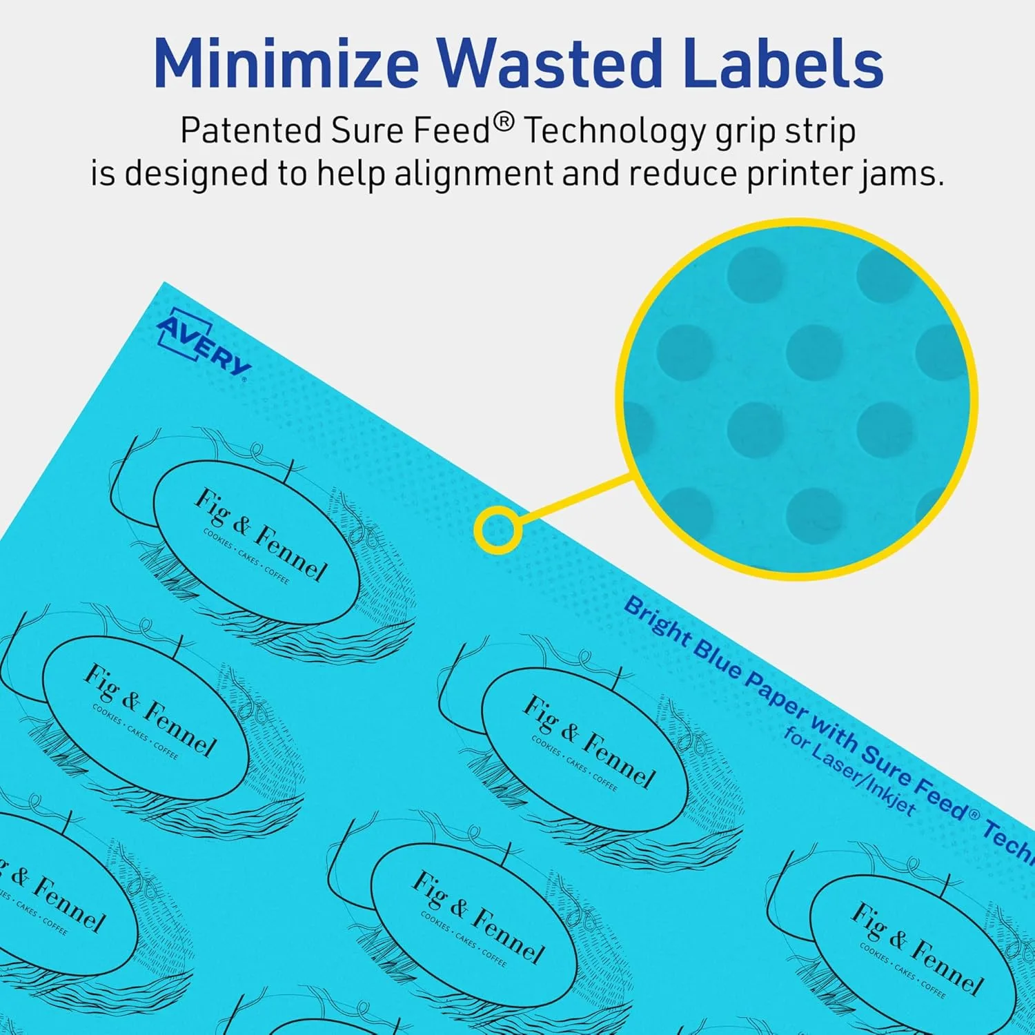 Avery Printable Oval Labels, Sure Feed Technology, 1-1/8" x 2-1/4", Bright Blue Labels, Print-to-The-Edge