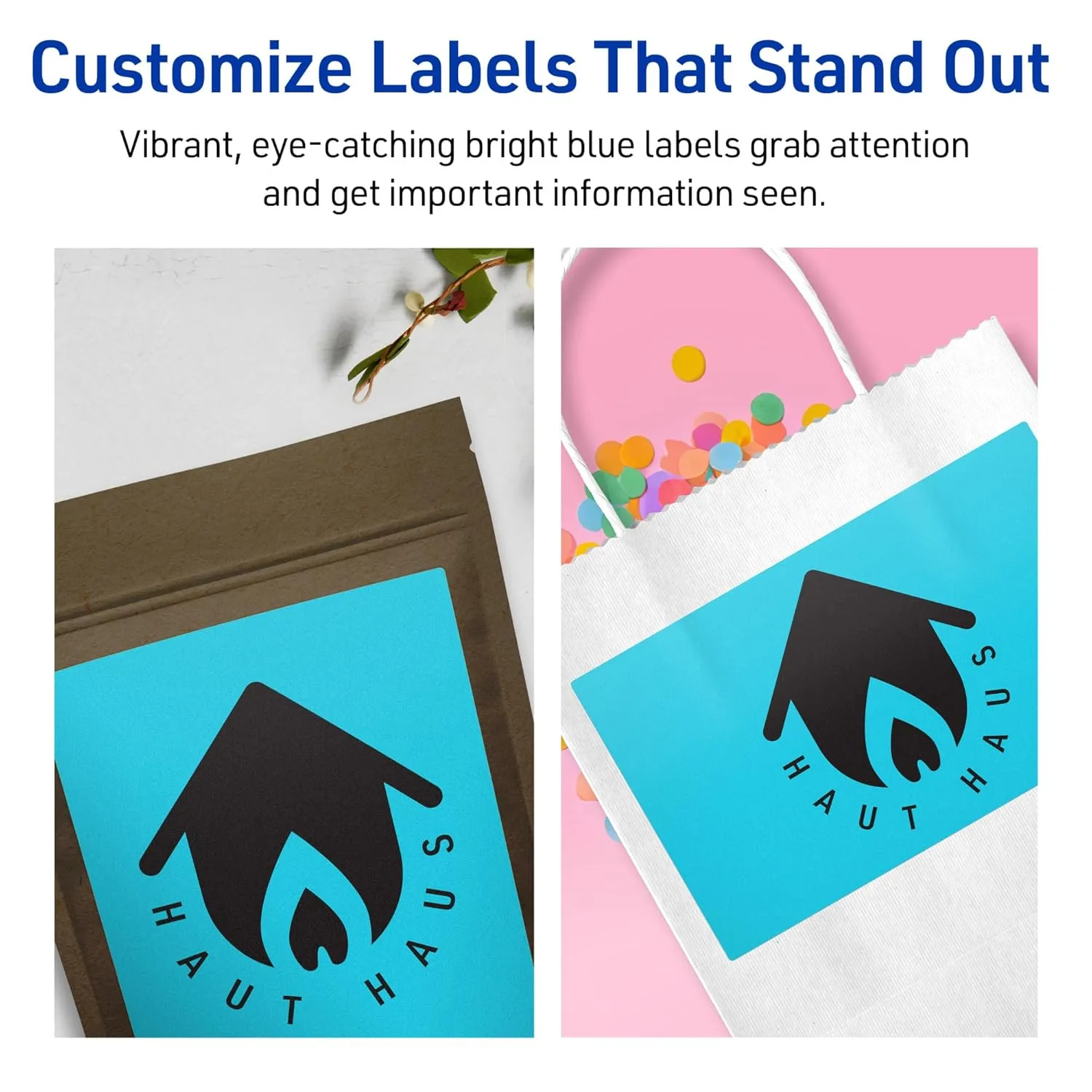 Avery Printable Rectangle Labels, Sure Feed Technology, 5" x 8-1/8", Bright Blue Labels, Laser/Inkjet Printable, 20 Total