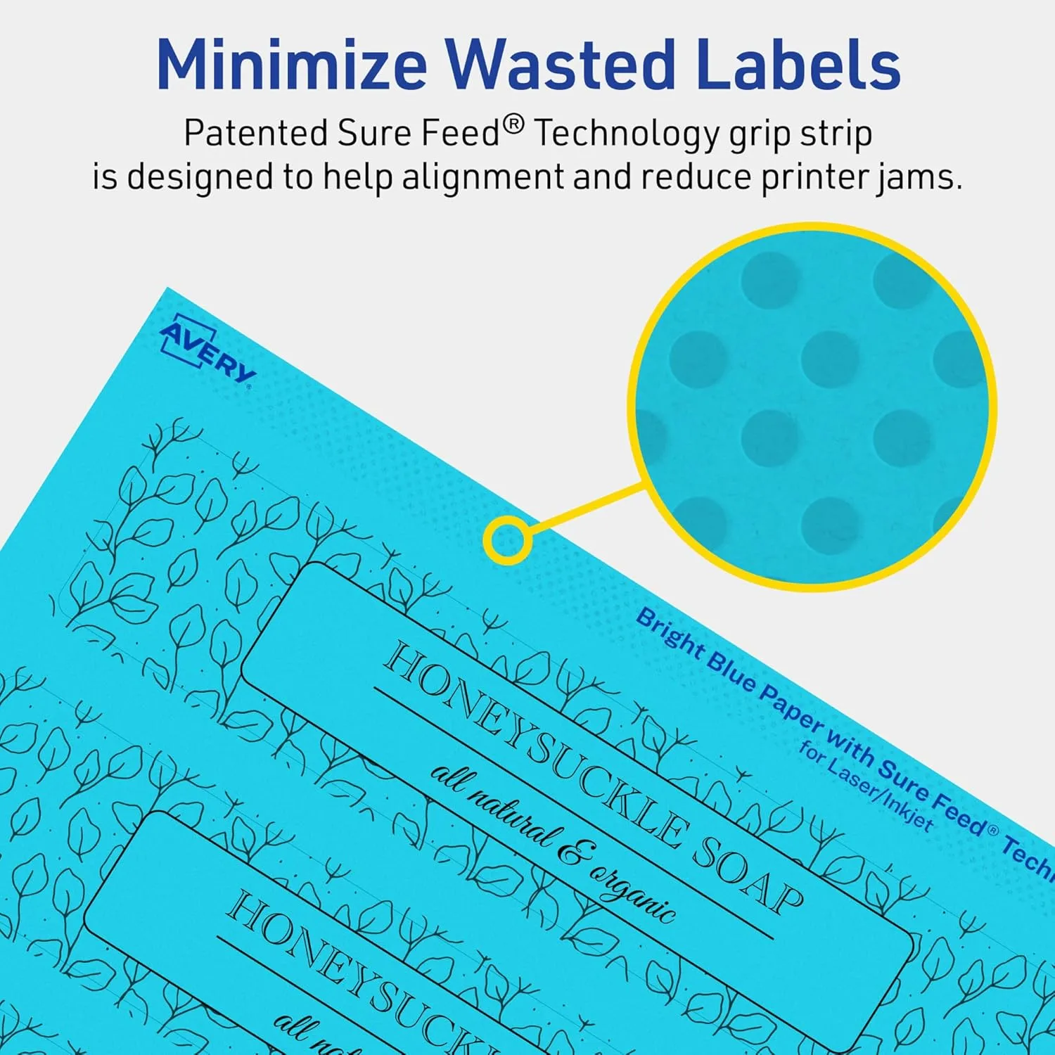 AVERY Printable Rectangle Labels, Sure Feed Technology, 1-1/2" x 7-1/2", Bright Blue, Print-to-the-Edge