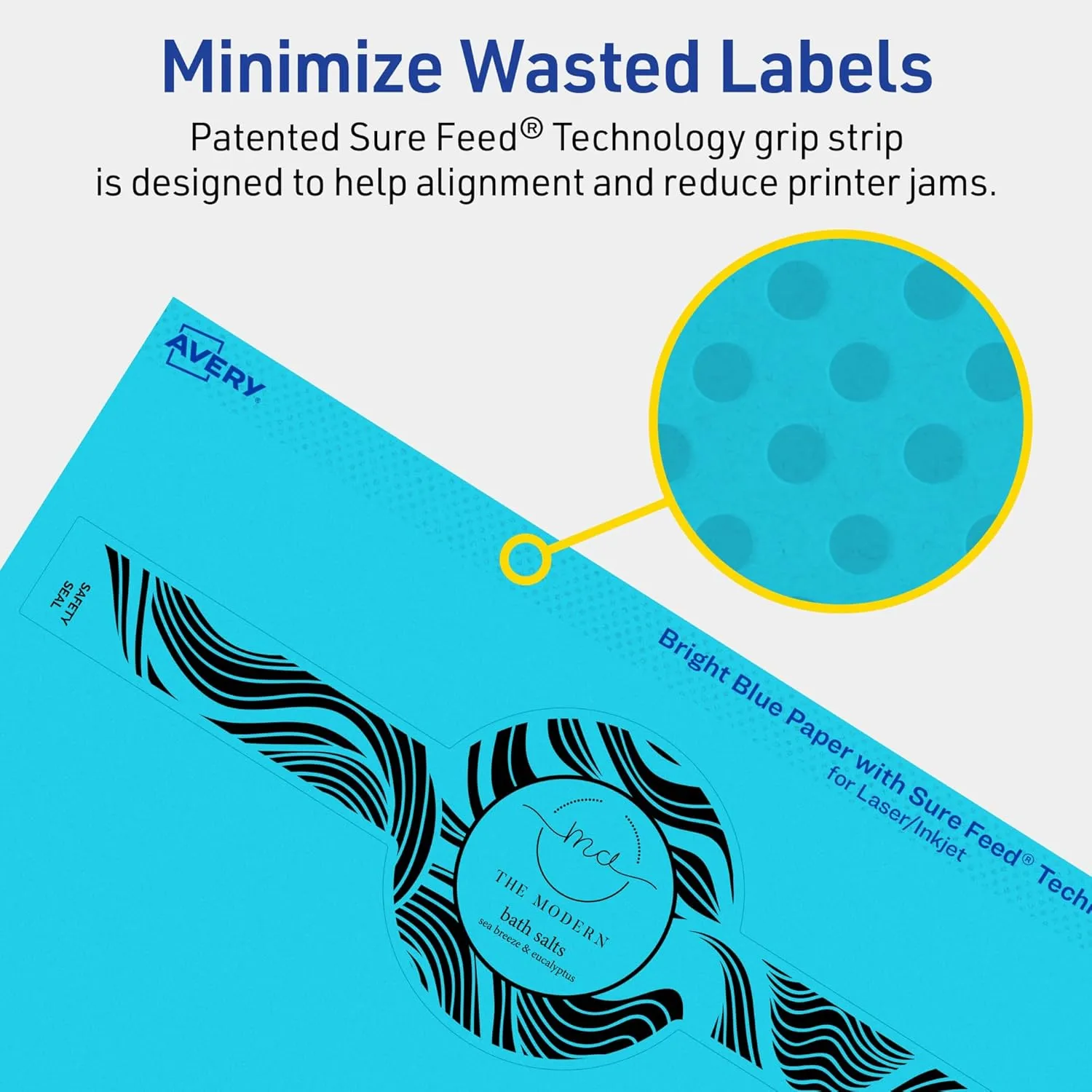 Avery Printable Wraparound Band Labels, Sure Feed Technology, 2-3/8" x 8", Bright Blue, Cigar Band Labels