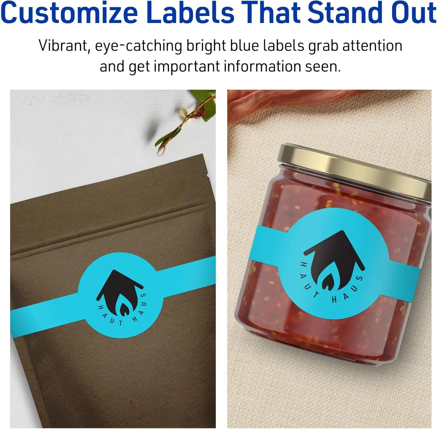 Avery Printable Wraparound Band Labels, Sure Feed Technology, 2-3/8" x 8", Bright Blue, Cigar Band Labels