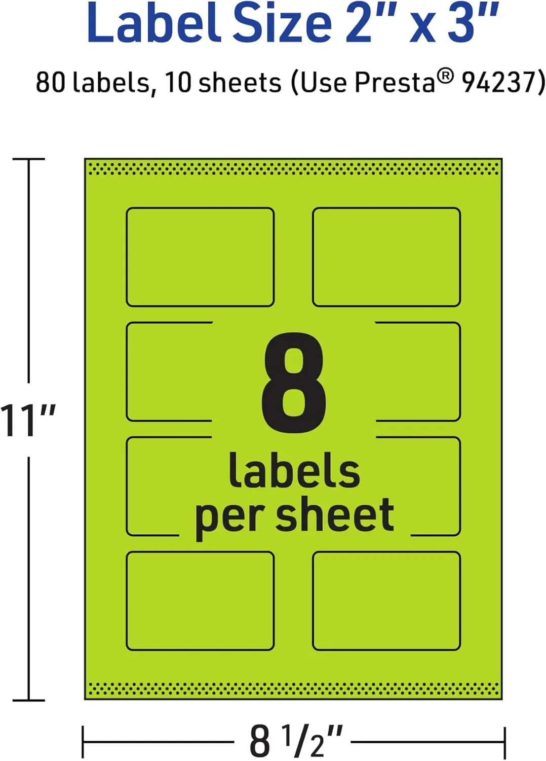 Avery Printable Rectangle Labels, Sure Feed Technology, 2" x 3", Bright Green