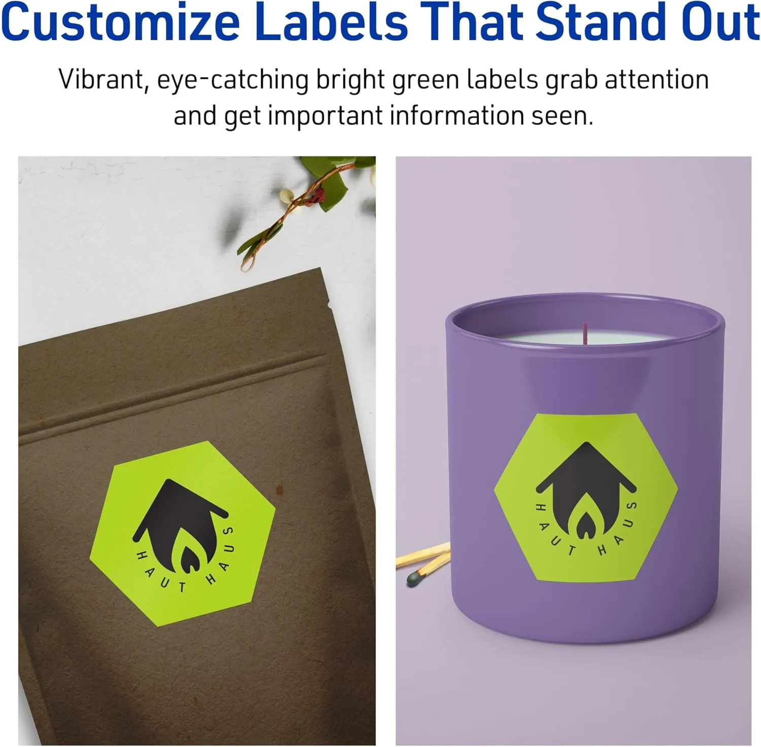 Avery Printable Hexagon Labels, Sure Feed Technology, 2-1/2" x 2-57/64", Bright Green Labels, Print-to-The-Edge