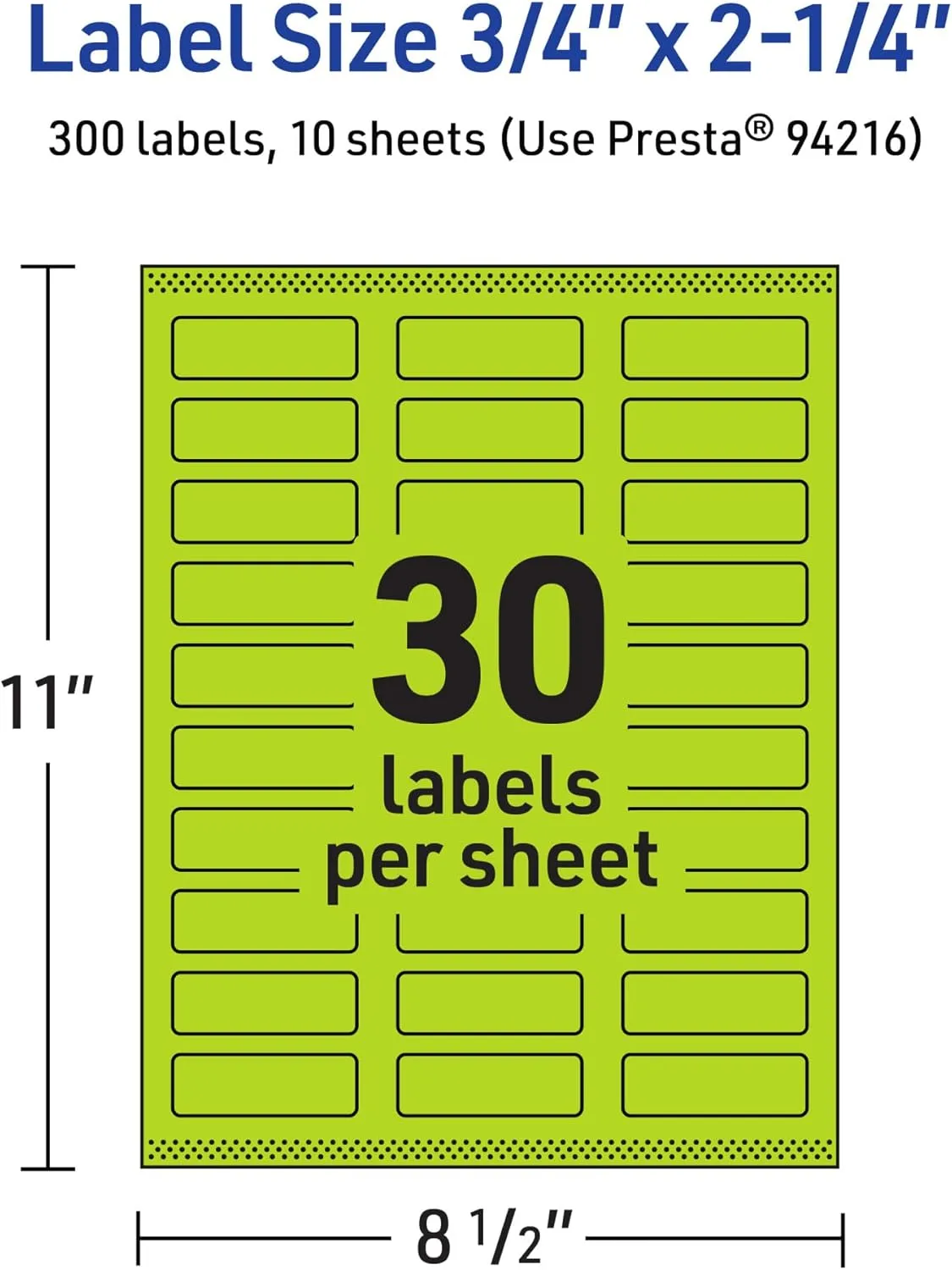 Avery Printable Rectangle Labels, Sure Feed Technology, 3/4" x 2-1/4", Bright Green Labels, Print-to-The-Edge