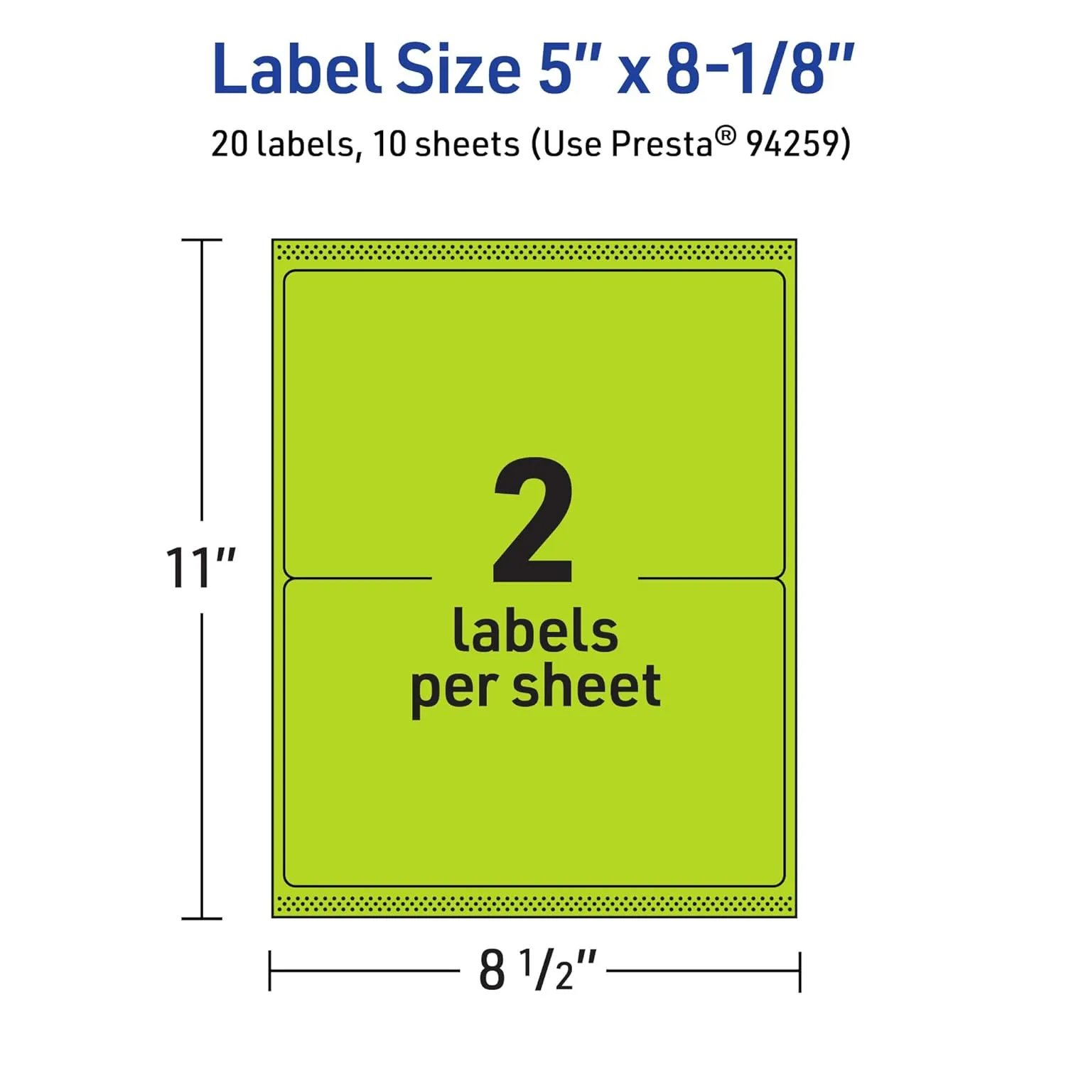 Avery Printable Rectangle Labels, Sure Feed Technology, 5" x 8-1/8", Bright Green, Laser/Inkjet Printable