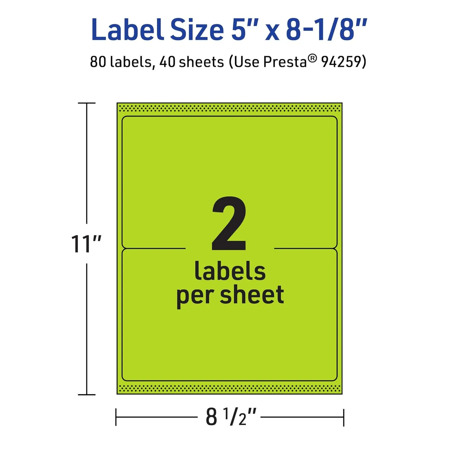 Avery Printable Rectangle Labels, Sure Feed Technology, 5" x 8-1/8", Bright Green, Laser/Inkjet Printable